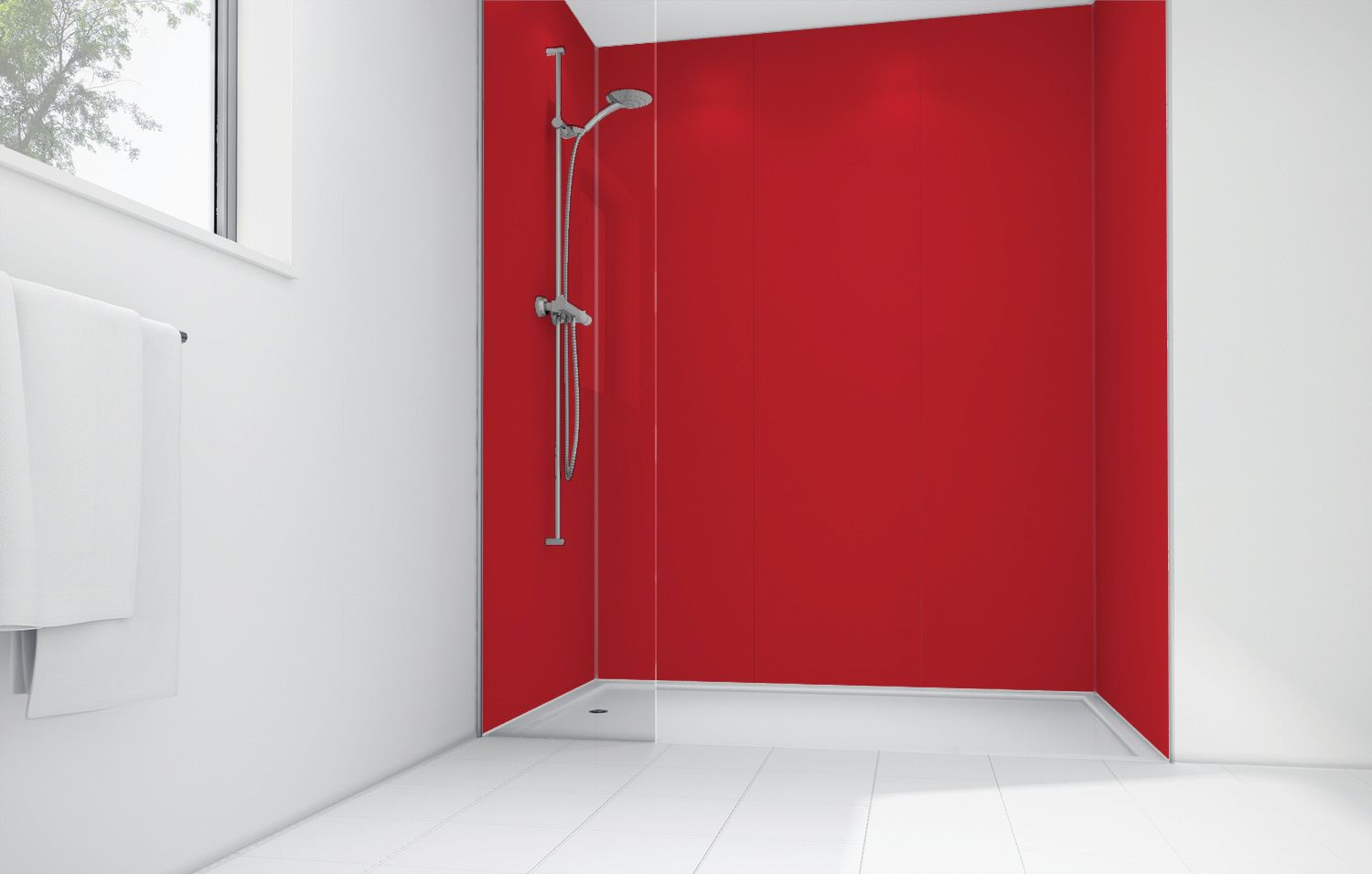 Image of Mermaid Crimson Matt Acrylic Shower Single Shower Panel 2440mm x 600mm