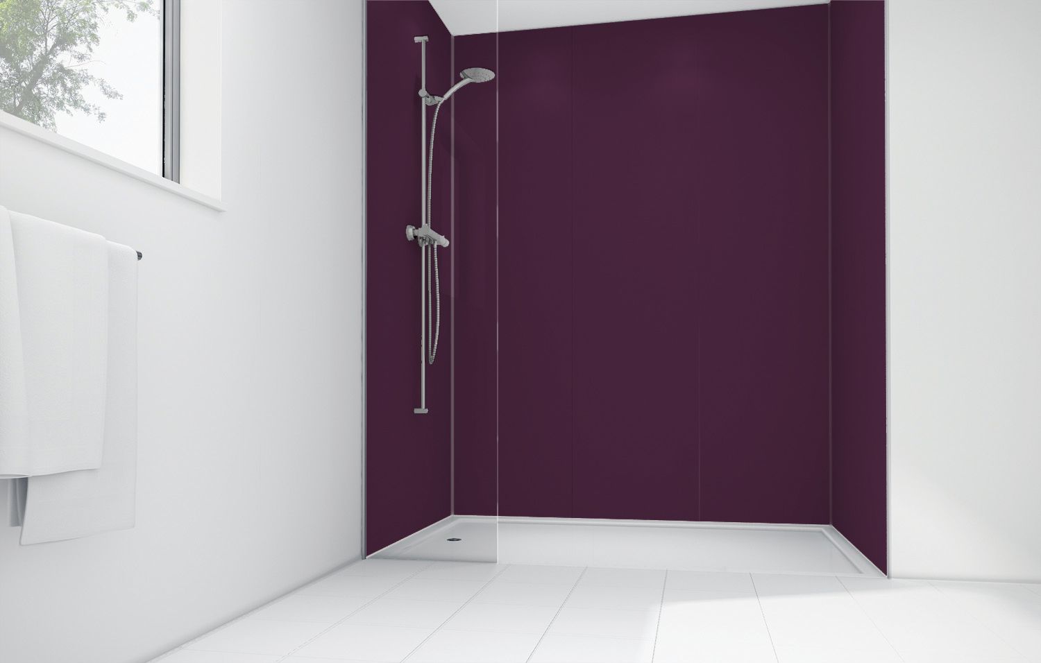 Image of Mermaid Plum Matt Acrylic Shower Single Shower Panel 2440mm x 900mm