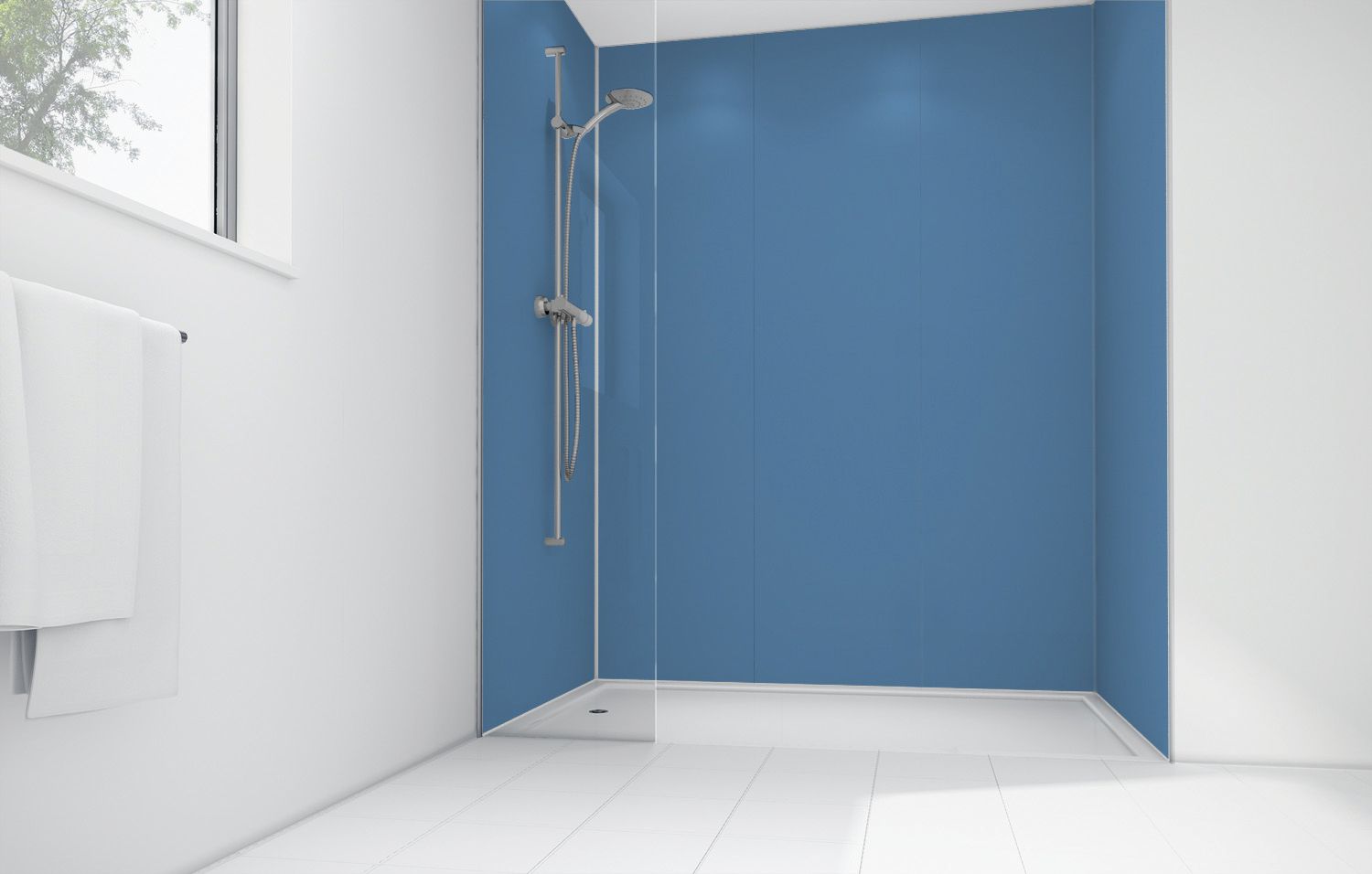 Image of Mermaid Blue Lagoon Matt Acrylic Shower Single Shower Panel 2440mm x 900mm