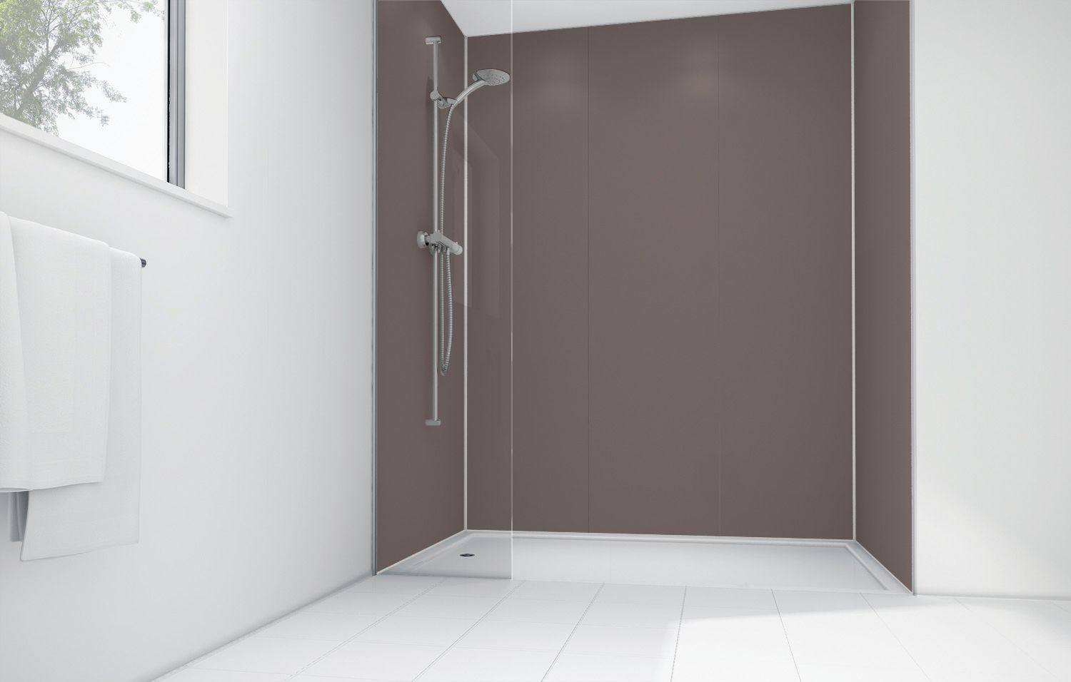 Image of Mermaid Coffee Matte Acrylic 2 Sided Shower Panel Kit 900mm x 900mm