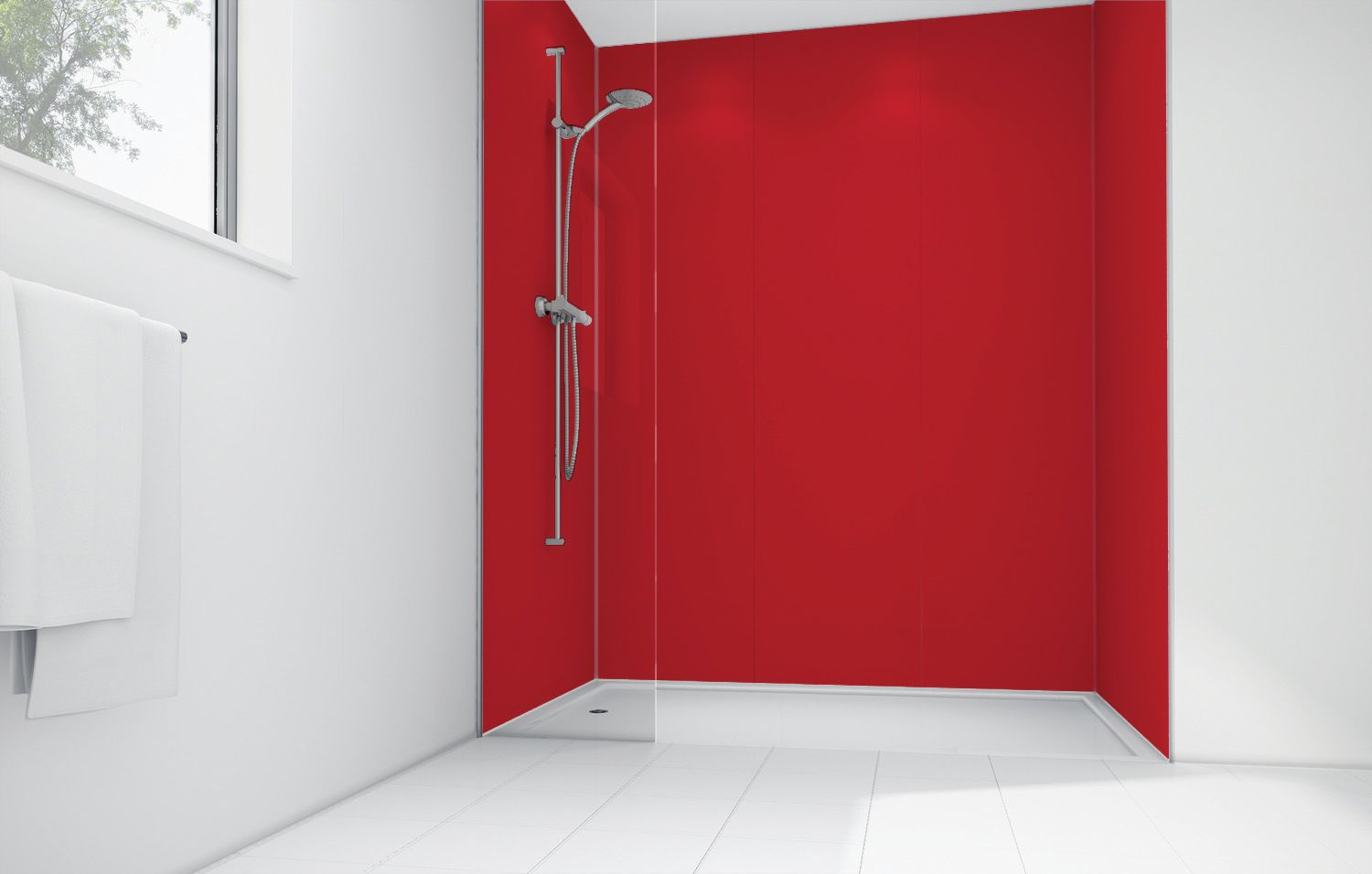 Image of Mermaid Crimson Matte Acrylic 2 Sided Shower Panel Kit 1200mm x 900mm