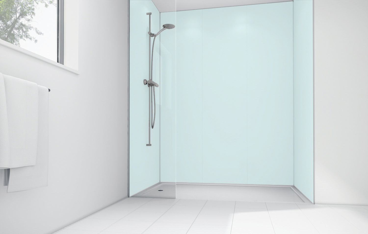 Image of Mermaid Mint Matte Acrylic 2 Sided Shower Panel Kit 1200mm x 900mm