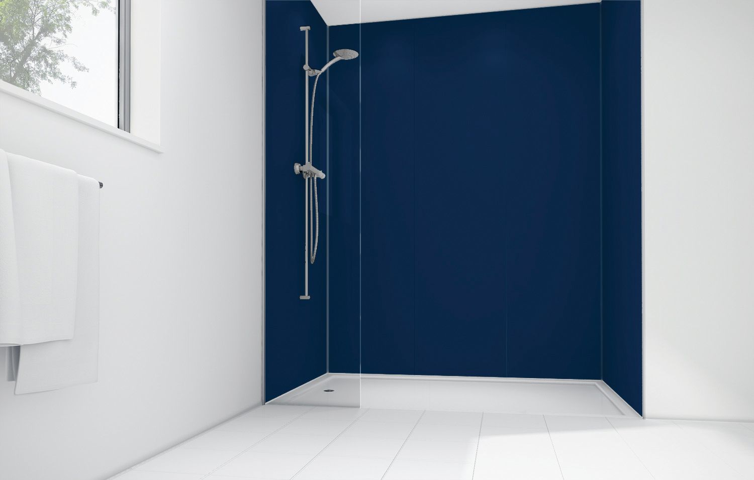 Image of Mermaid Atlantic Matt Acrylic 3 sided Shower Panel Kit 1200mm x 900mm