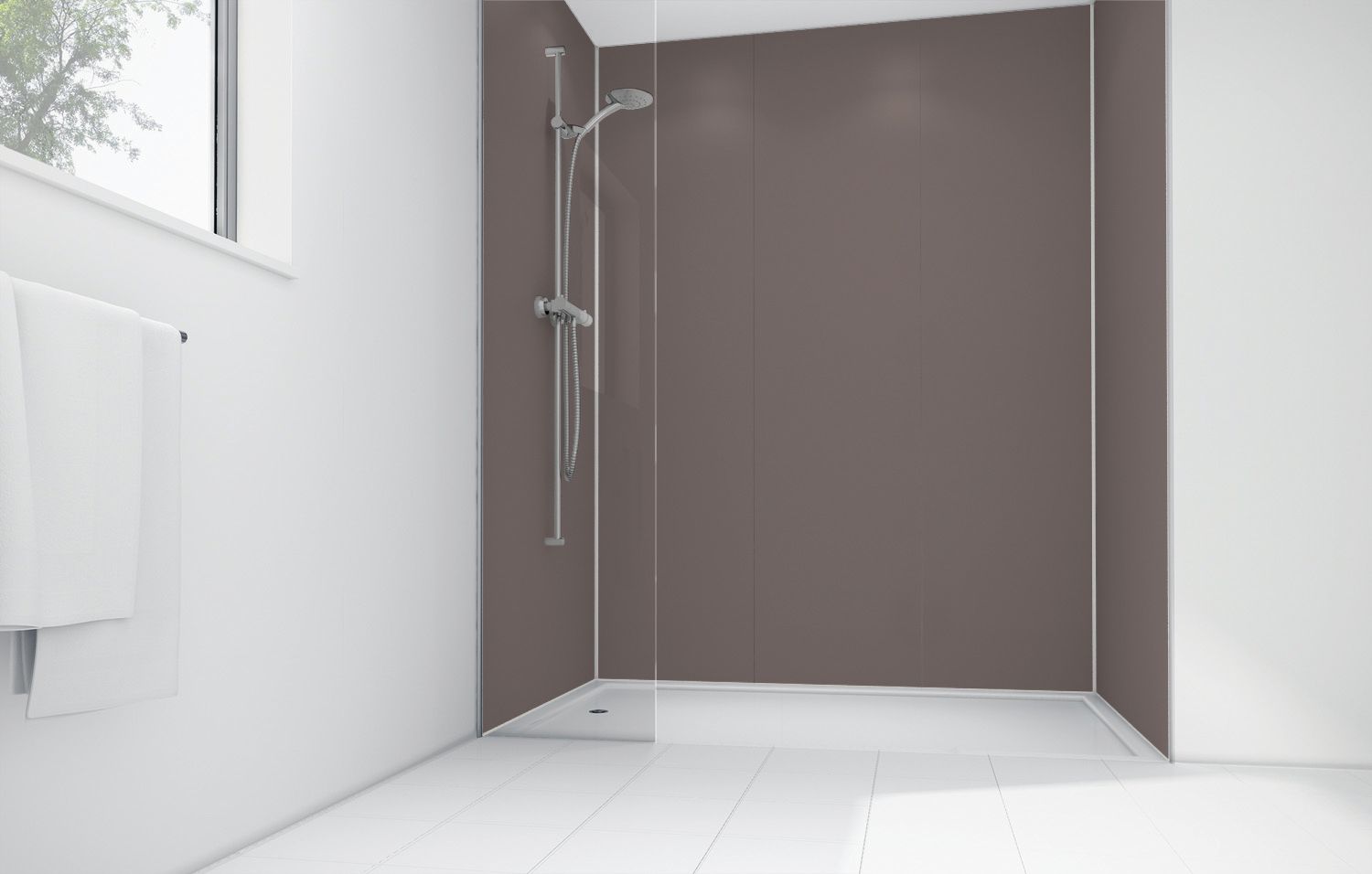 Image of Mermaid Coffee Matte Acrylic 2 Sided Shower Panel Kit 1700mm x 900mm