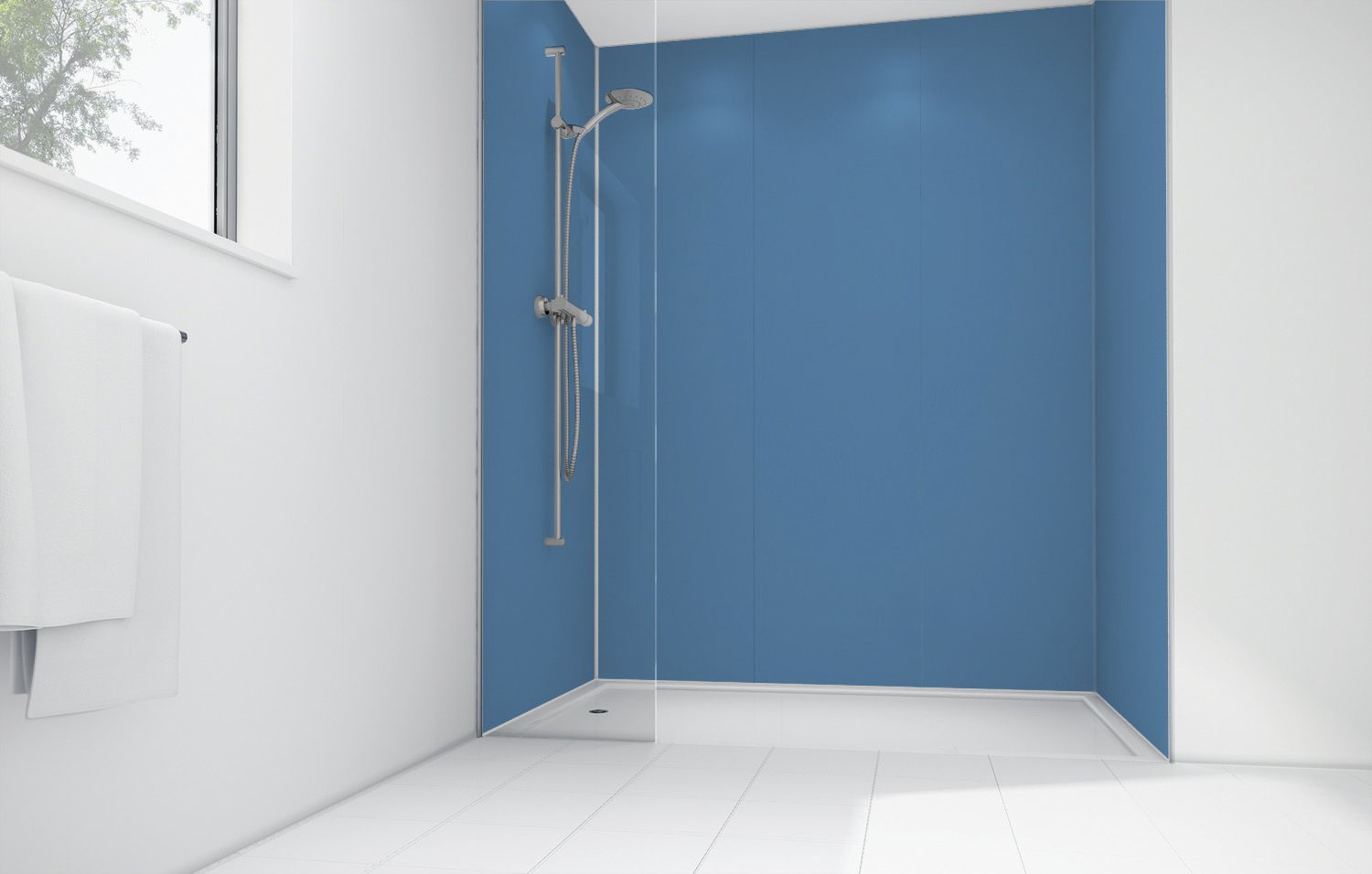 Image of Mermaid Blue Lagoon Matte Acrylic 2 Sided Shower Panel Kit 1700mm x 900mm