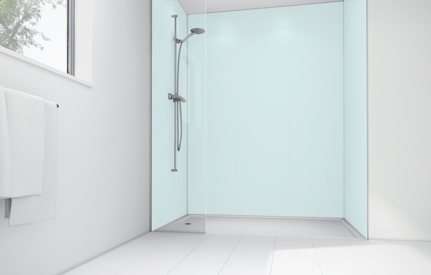 Image of Mermaid Mint Matte Acrylic 2 Sided Shower Panel Kit 1700mm x 900mm