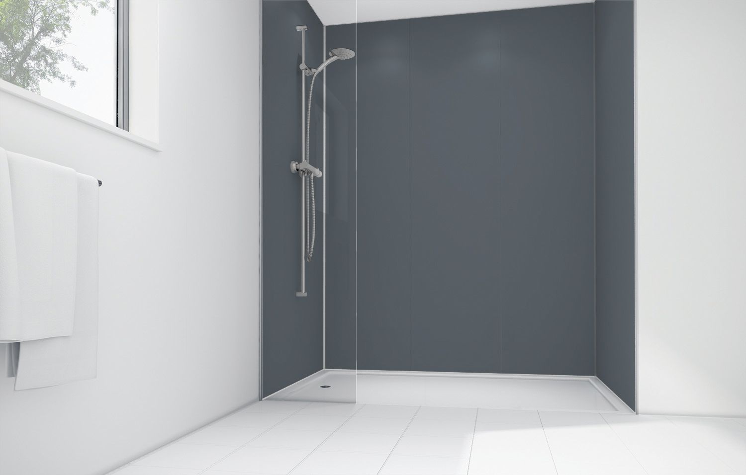 Image of Mermaid Cadet Matt Acrylic 3 sided Shower Panel Kit 1700mm x 900mm