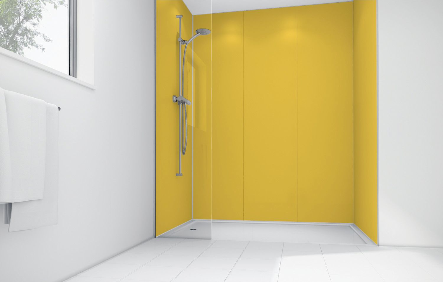 Image of Mermaid Sunflower Matt Acrylic 3 sided Shower Panel Kit 1700mm x 900mm