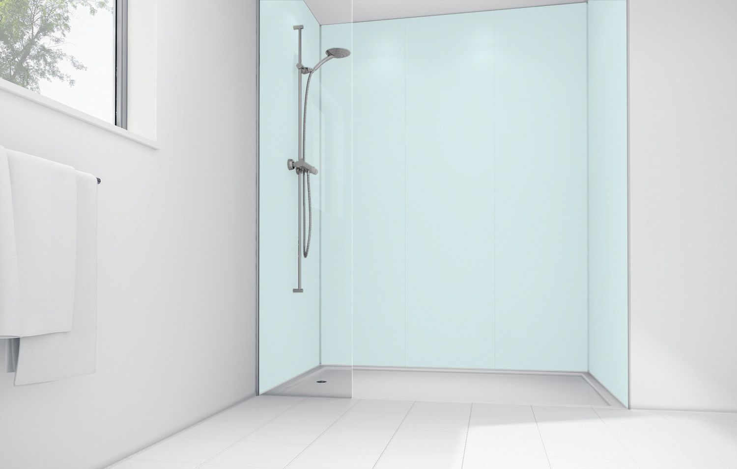 Mermaid Mint Matt Acrylic 3 Sided Shower Panel Kit - 1700 x 900mm