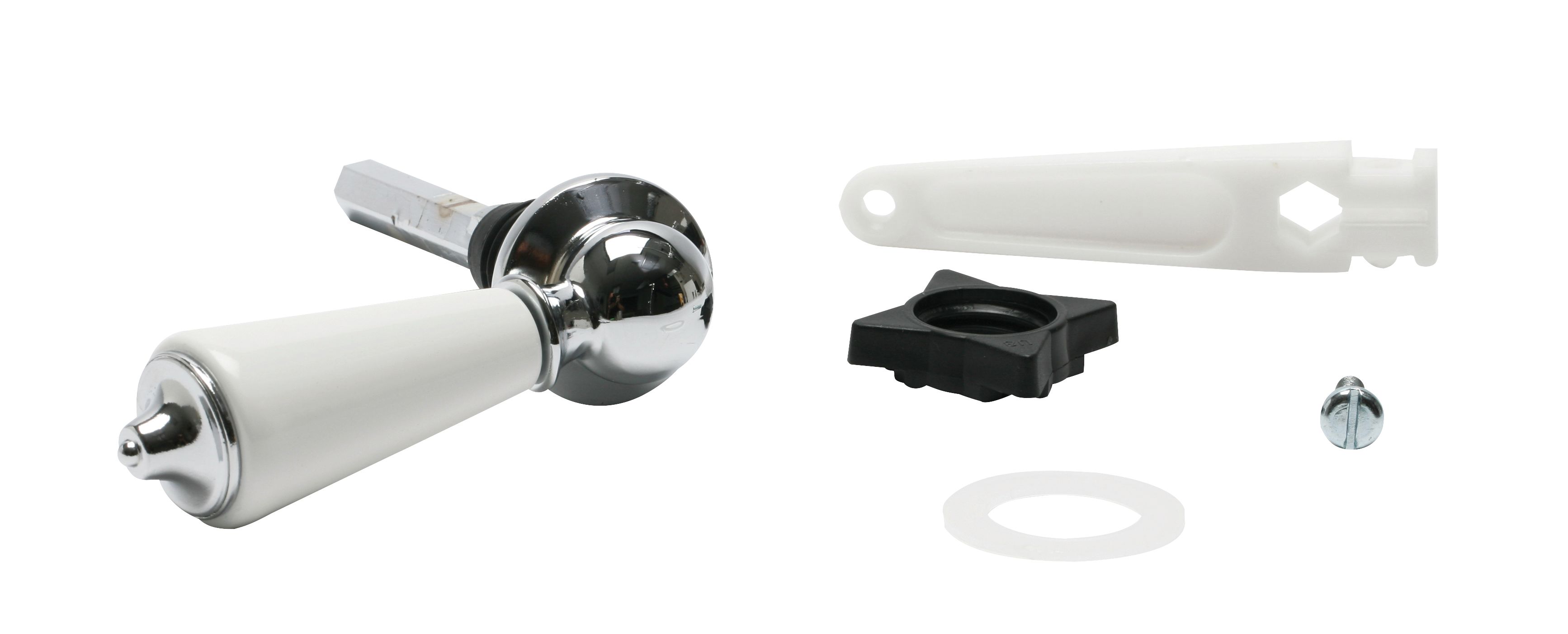 Image of Euroflo By Fluidmaster White Ceramic and Chrome Plate Cistern Lever