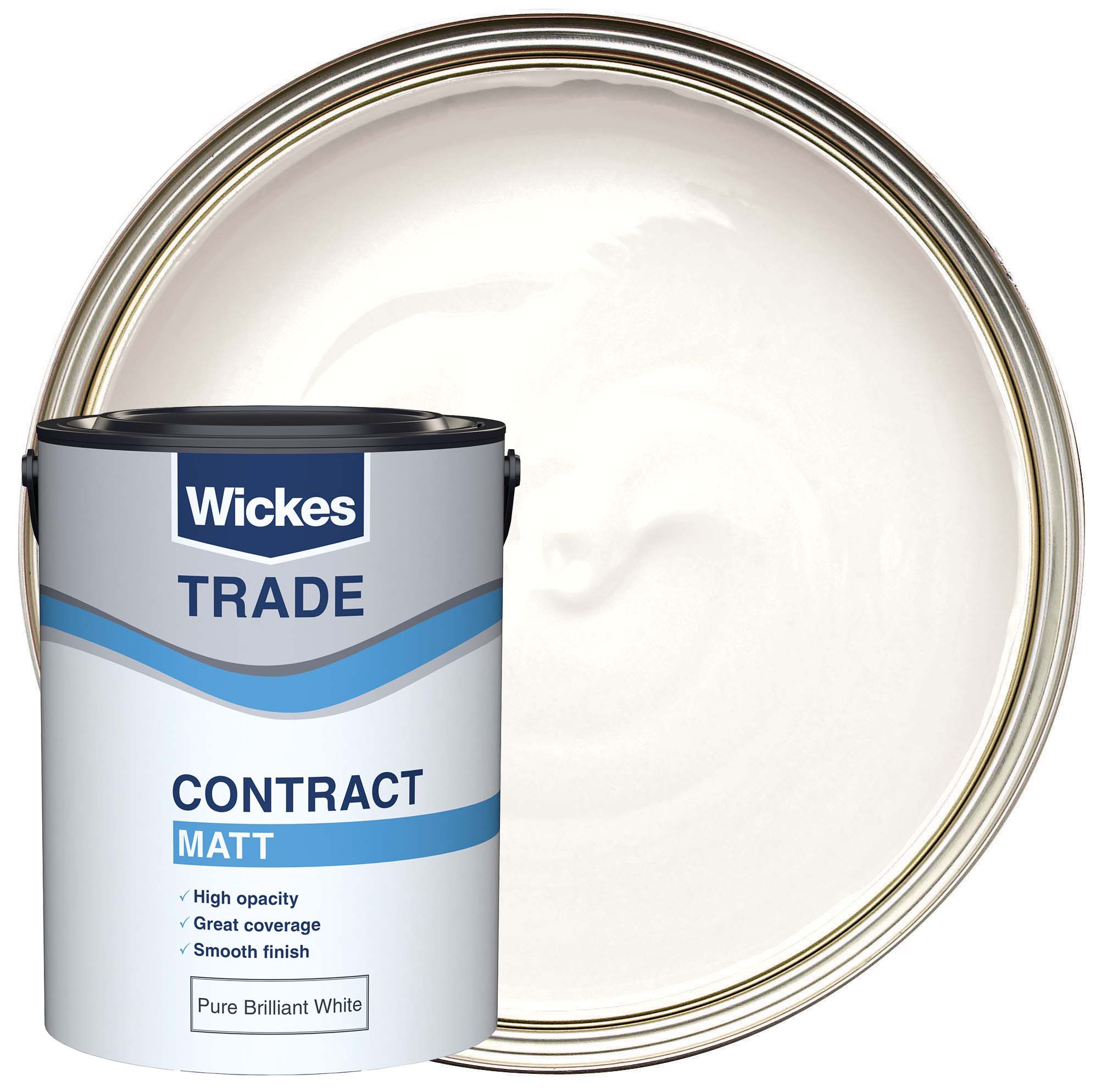 Image of Wickes Trade Contract Matt Emulsion Paint - Pure Brilliant White - 5L