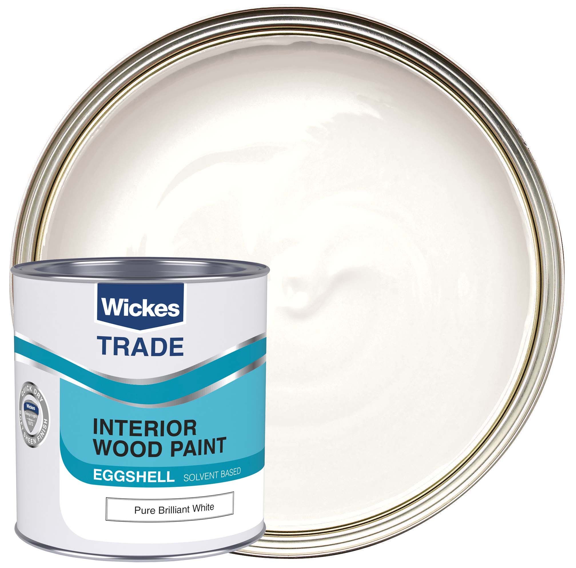 Image of Wickes Trade Eggshell Wood & Metal Paint - Pure Brilliant White - 1L