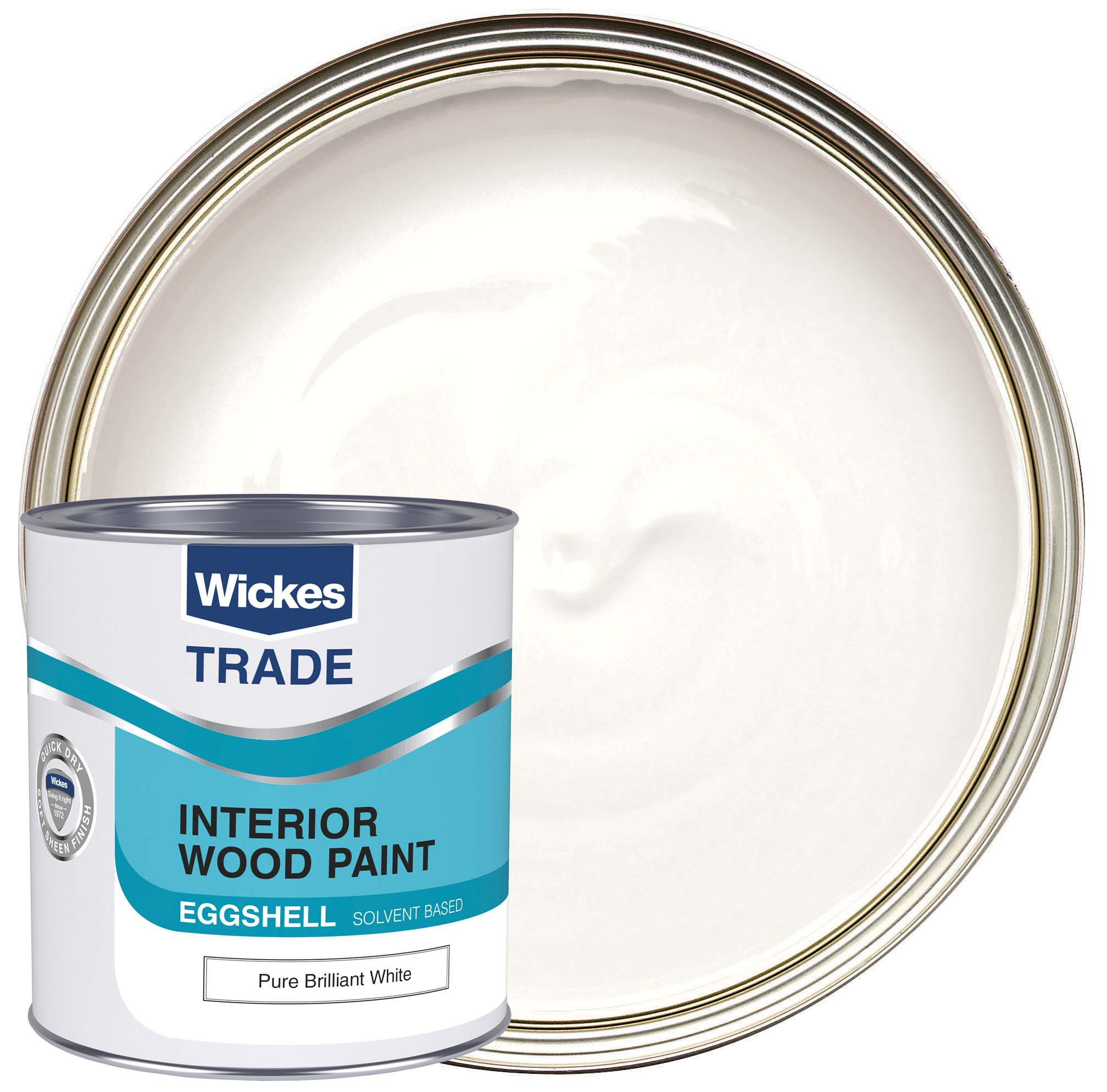 Wickes Trade Eggshell Wood & Metal Paint - Pure Brilliant White - 1L