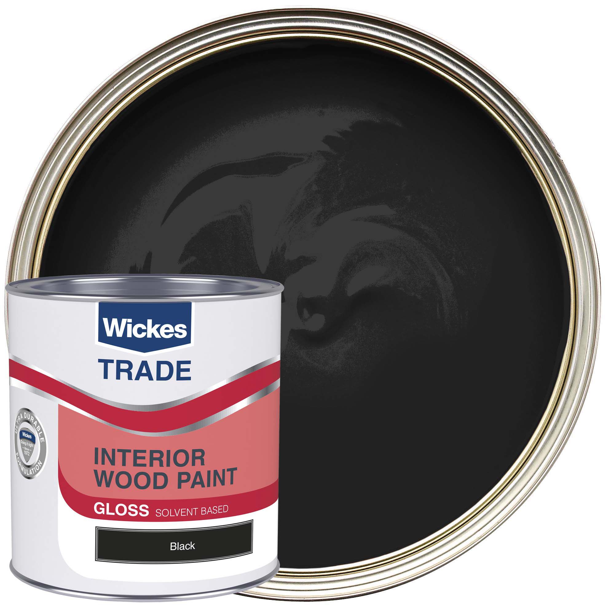 Image of Wickes Trade Liquid Gloss Wood & Metal Paint - Black - 1L
