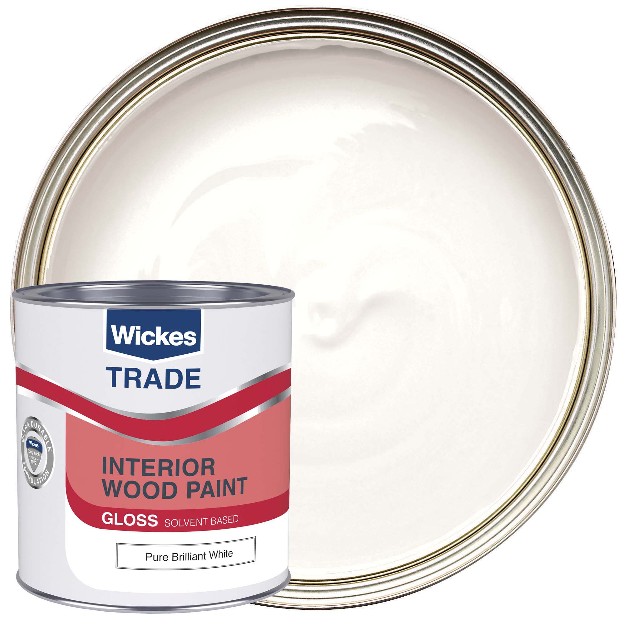 Image of Wickes Trade Liquid Gloss Wood & Metal Paint - Pure Brilliant White - 1L