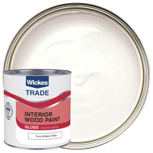 Wickes Trade Non-Drip Gloss Wood & Metal Paint - Pure Brilliant White - 1L