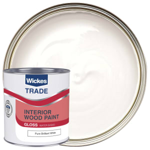 Wickes Trade Quick Dry Gloss Wood & Metal Paint - Pure Brilliant White - 1L