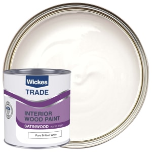 Wickes Trade Quick Dry Satin Wood & Metal Paint - Pure Brilliant White - 1L