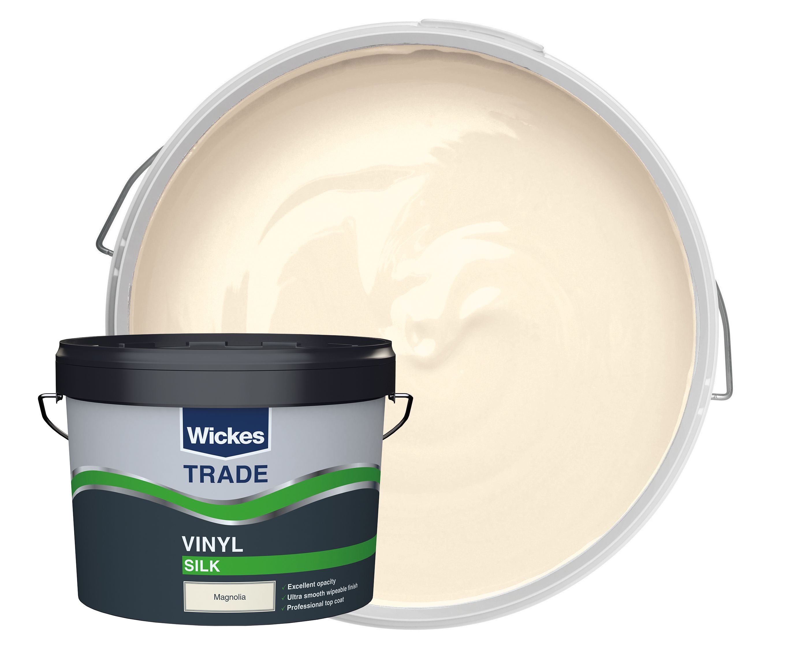 Wickes Trade Vinyl Silk Emulsion Paint - Magnolia