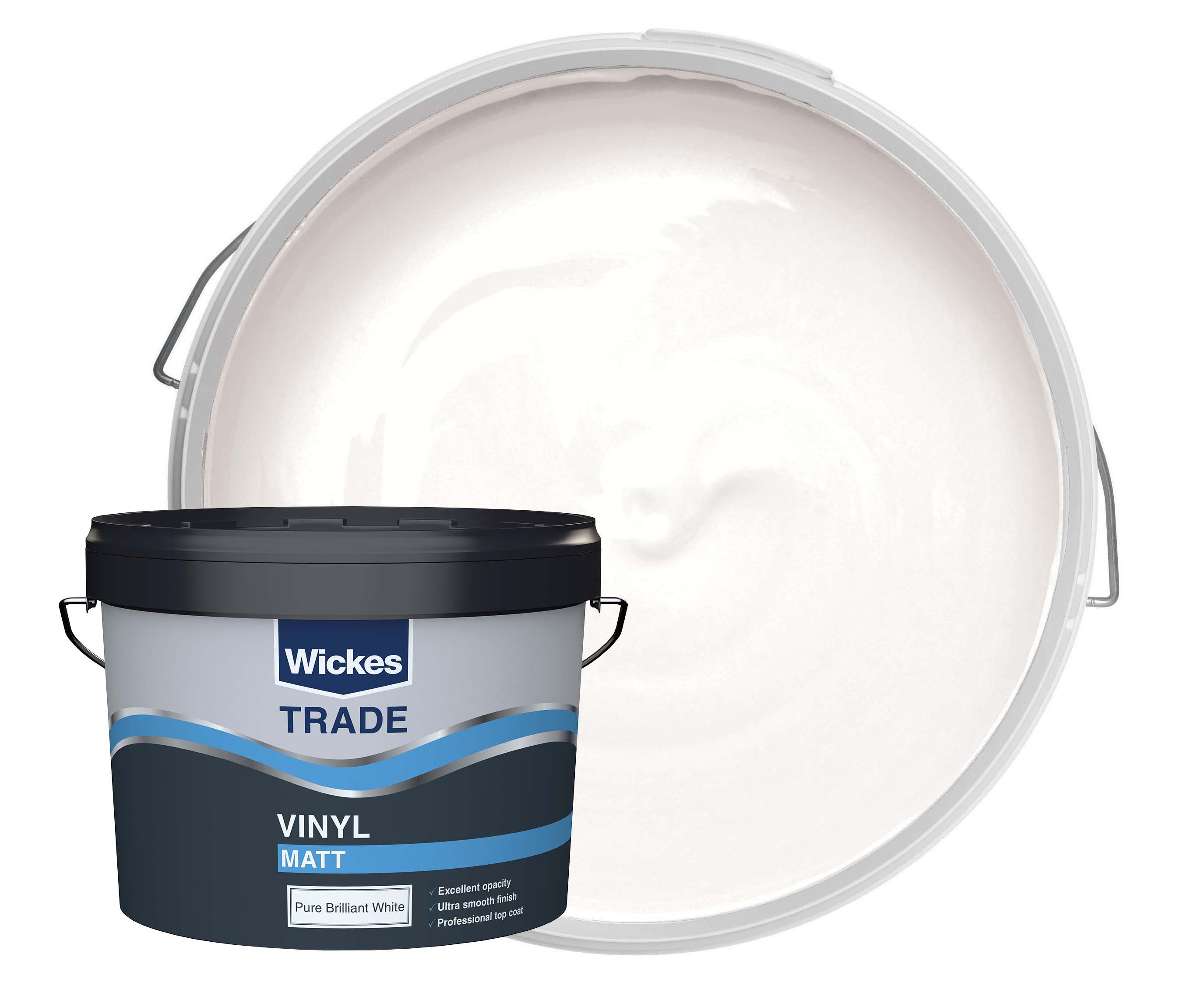 Image of Wickes Trade Vinyl Matt Emulsion Paint - Pure Brilliant White - 10L