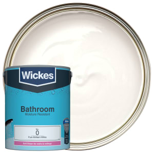 Wickes Pure Brilliant White - No. 0 Bathroom Soft Sheen Emulsion Paint - 5L