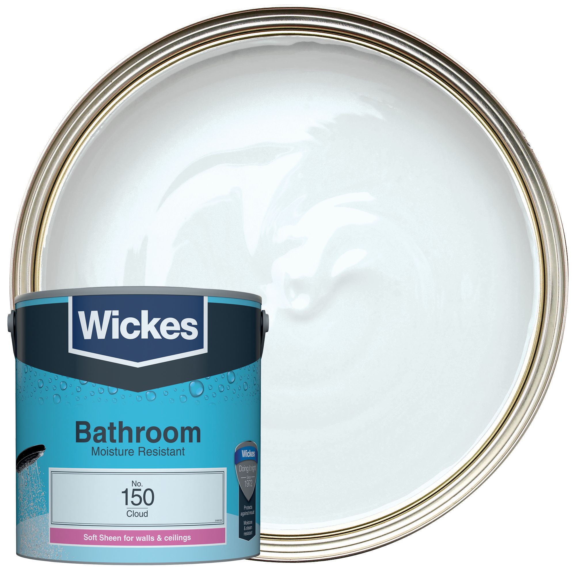 Image of Wickes Bathroom Soft Sheen Emulsion Paint - Cloud No.150 - 2.5L