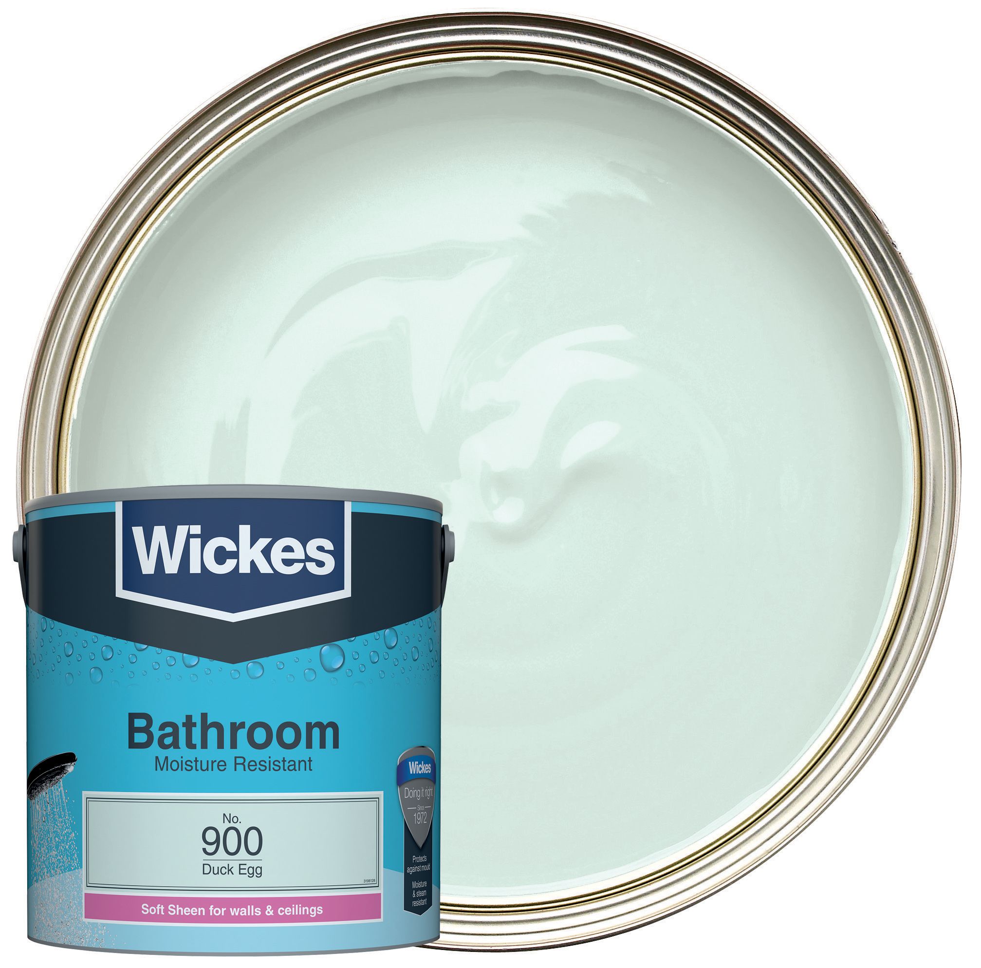 Wickes Bathroom Soft Sheen Emulsion Paint - Duck Egg No.900 - 2.5L