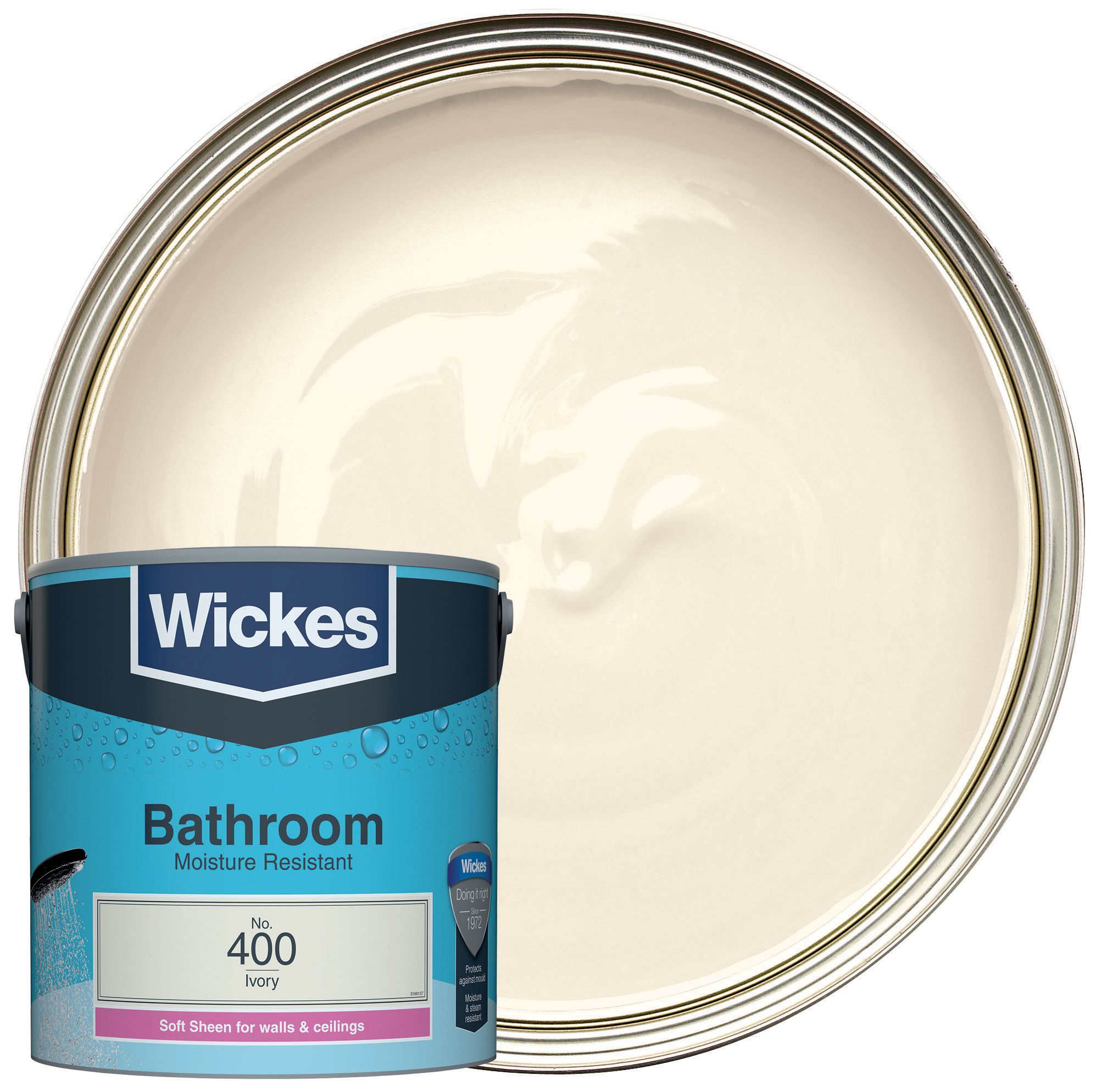 Wickes Bathroom Soft Sheen Emulsion Paint - Ivory No.400 - 2.5L