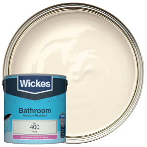 Wickes Bathroom Soft Sheen Emulsion Paint - Ivory No.400 - 2.5L