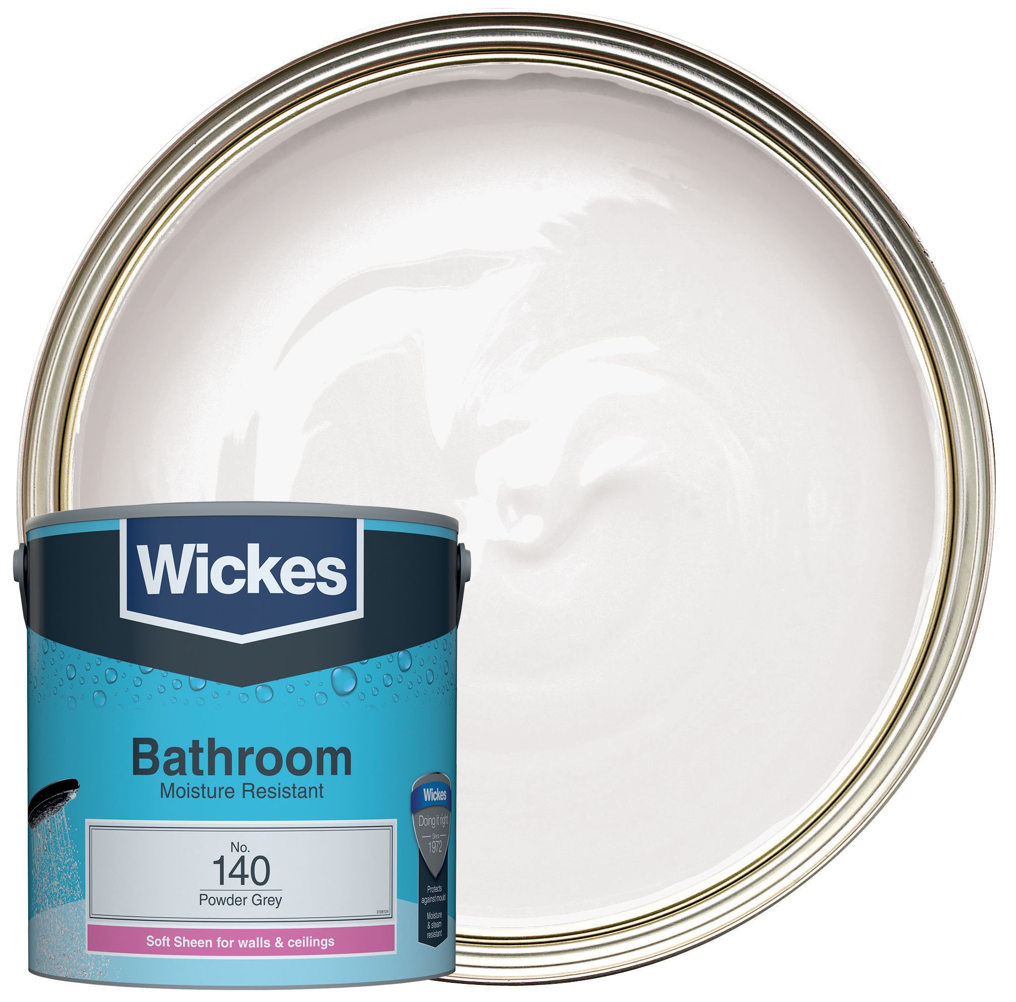 Wickes Bathroom Soft Sheen Emulsion Paint - Powder Grey No.140 - 2.5L
