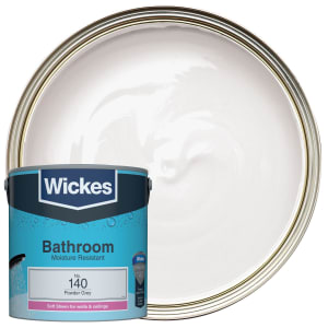 Wickes Powder Grey - No. 140 Bathroom Soft Sheen Emulsion Paint - 2.5L