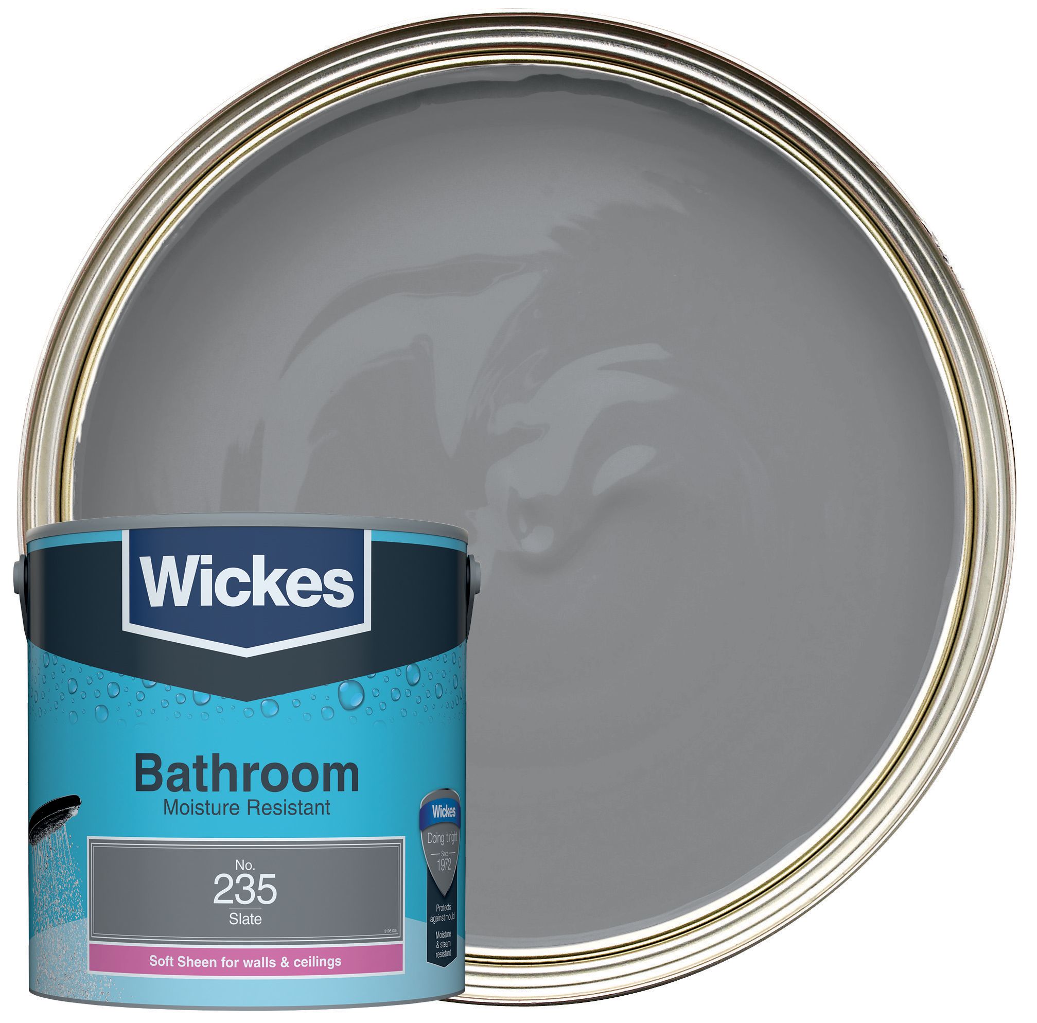 Image of Wickes Bathroom Soft Sheen Emulsion Paint - Slate No.235 - 2.5L