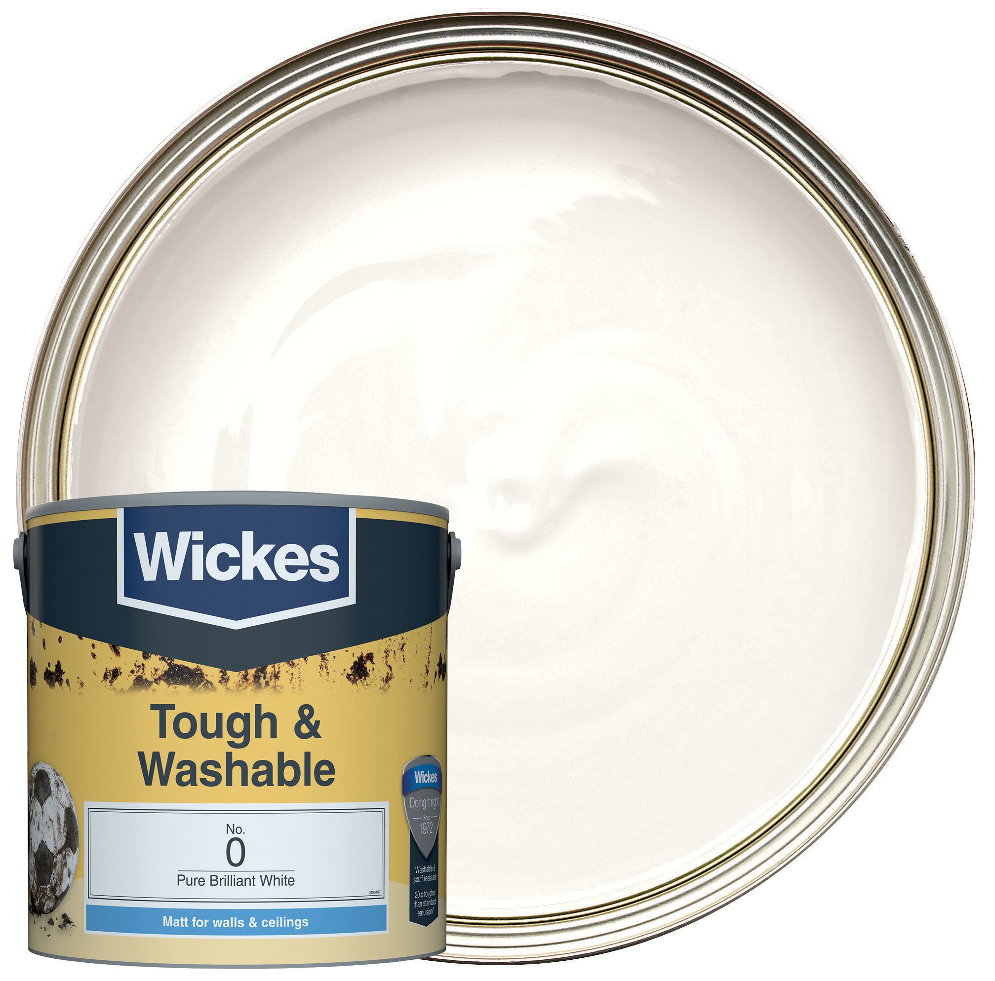 Wickes Tough & Washable Matt Emulsion Paint - Pure Brilliant White No.0 - 2.5L