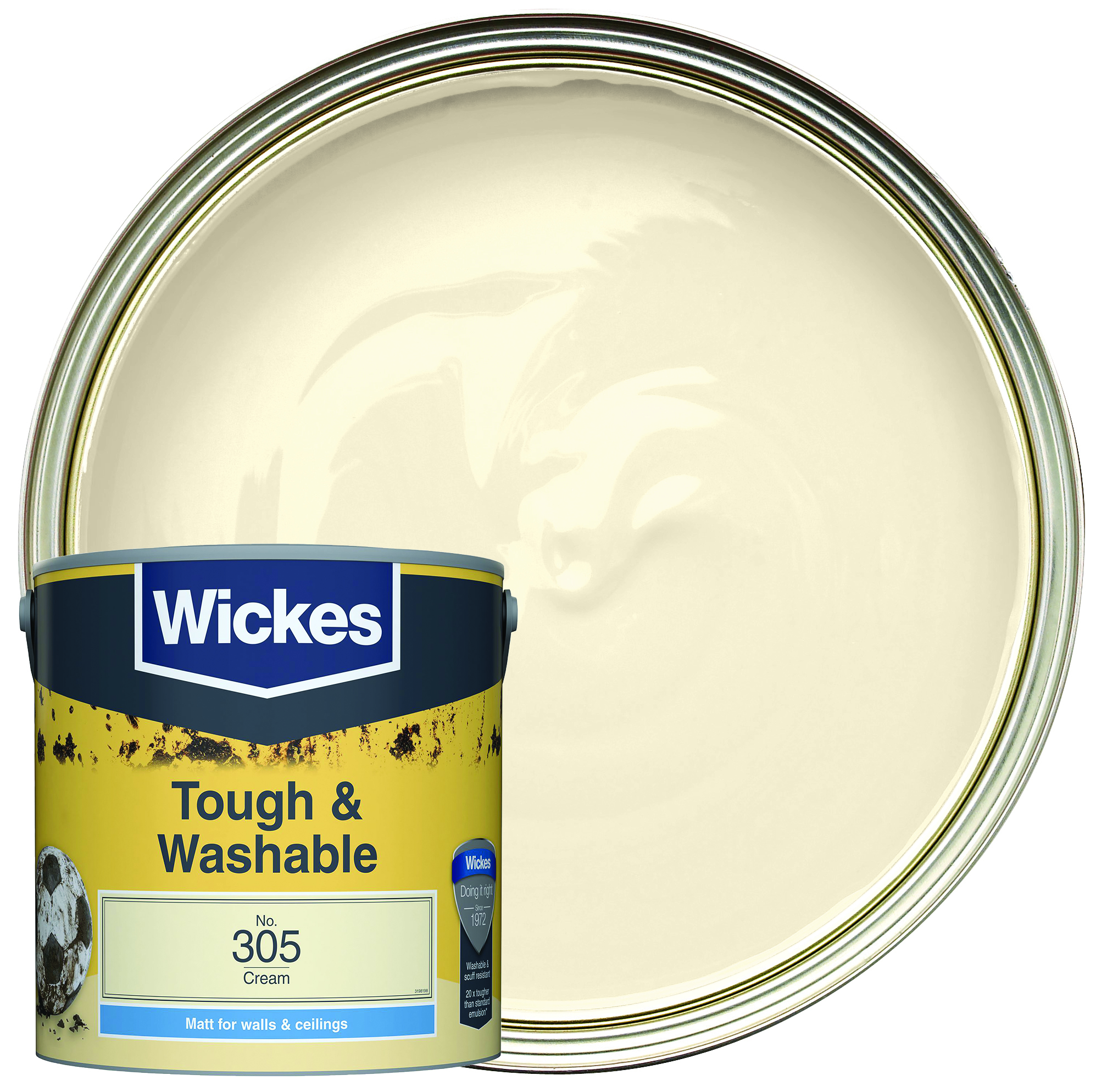 Wickes Tough & Washable Matt Emulsion Paint - Cream No.305 - 2.5L