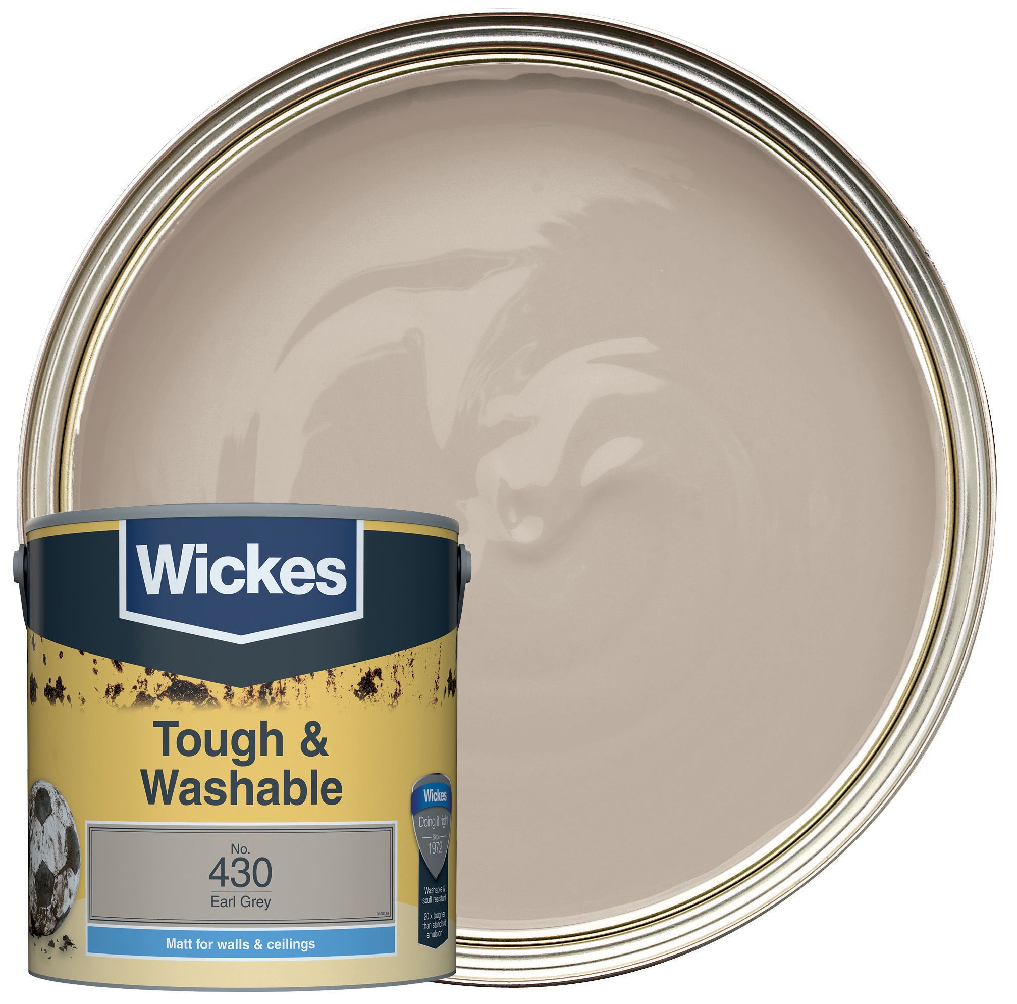 Wickes Tough & Washable Matt Emulsion Paint - Earl Grey No.430 - 2.5L