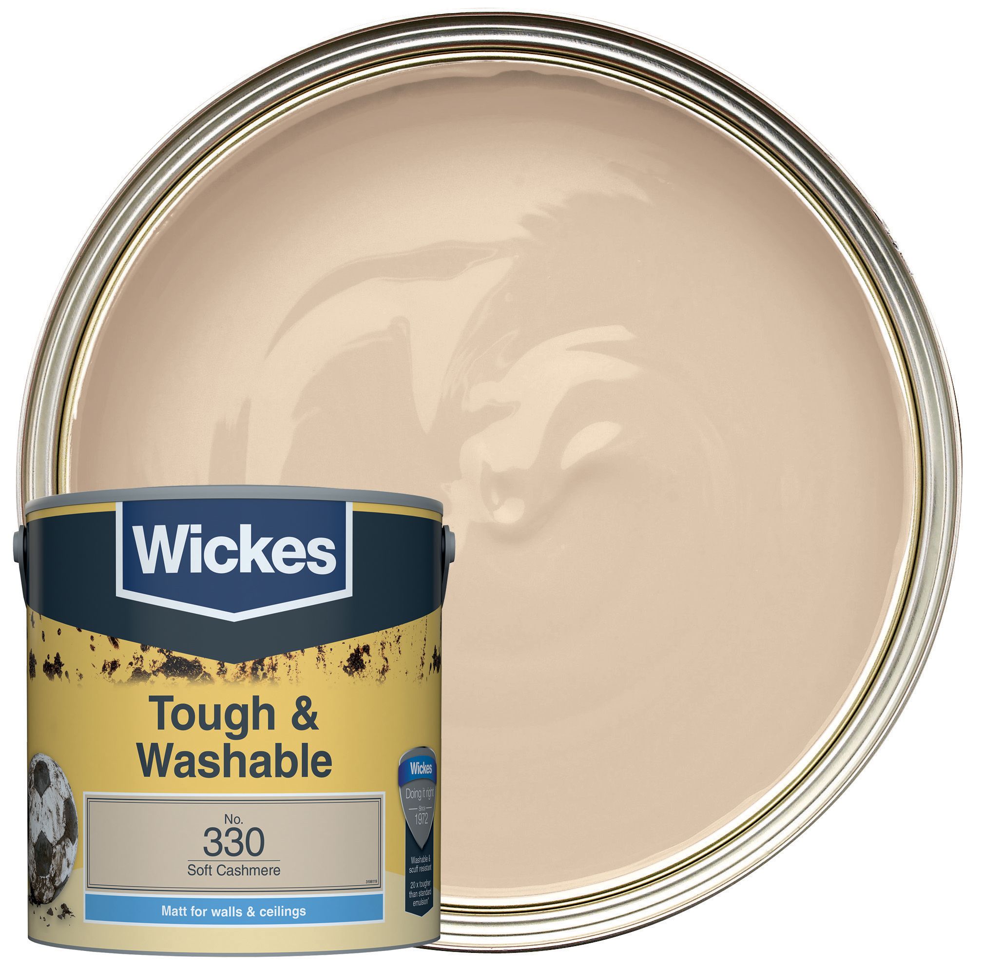 Wickes Tough & Washable Matt Emulsion Paint - Soft Cashmere No.330 - 2.5L