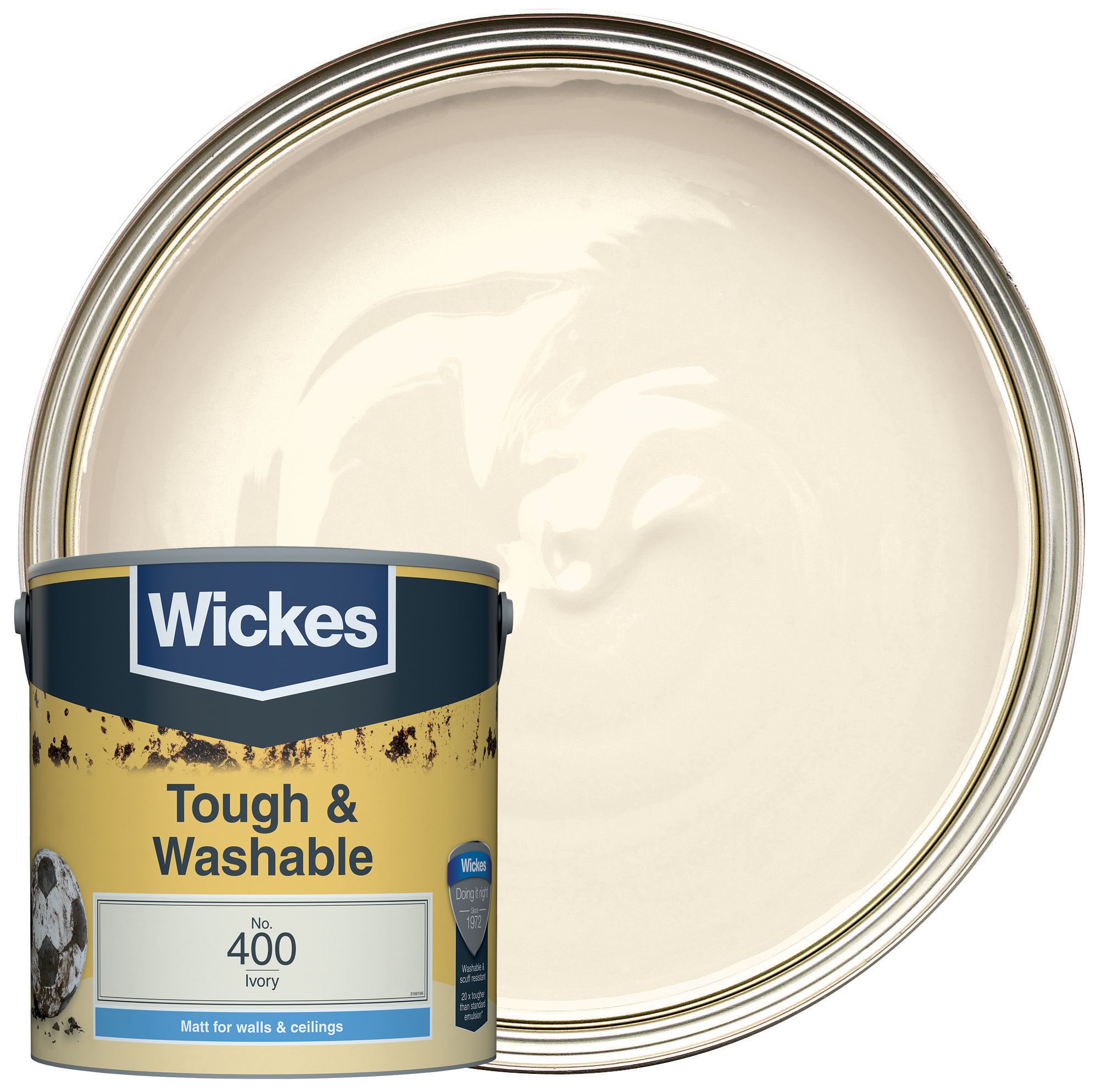 Wickes Tough & Washable Matt Emulsion Paint - Ivory No.400 - 2.5L