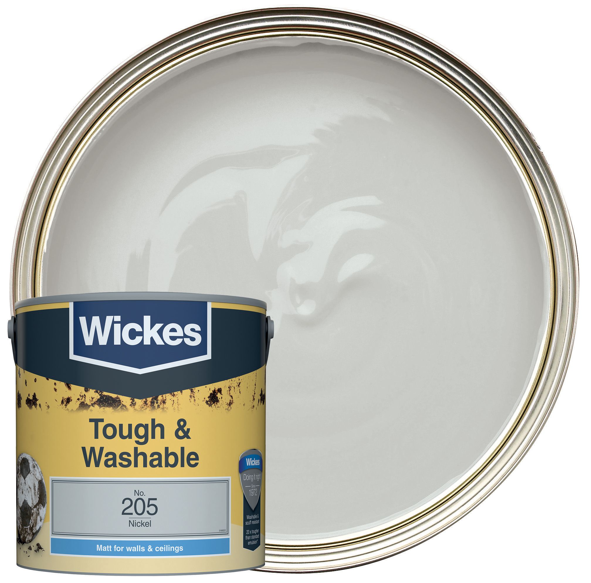 Wickes Tough & Washable Matt Emulsion Paint - Nickel No.205 - 2.5L