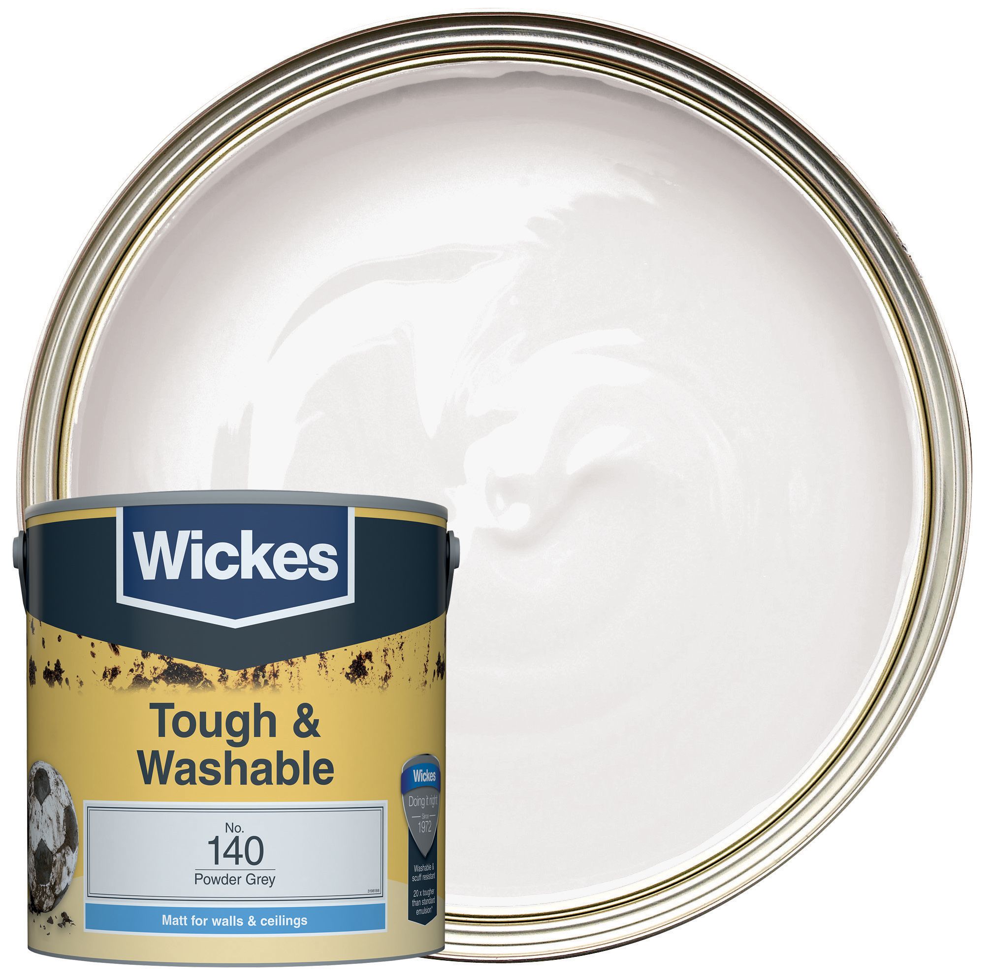 Wickes Tough & Washable Matt Emulsion Paint - Powder Grey No.140 - 2.5L