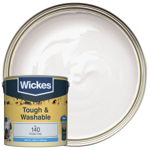 Wickes Powder Grey - No.140 Tough & Washable Matt Emulsion Paint - 2.5L