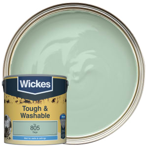 Wickes Tough & Washable Matt Emulsion Paint - Sage No.805 - 2.5L