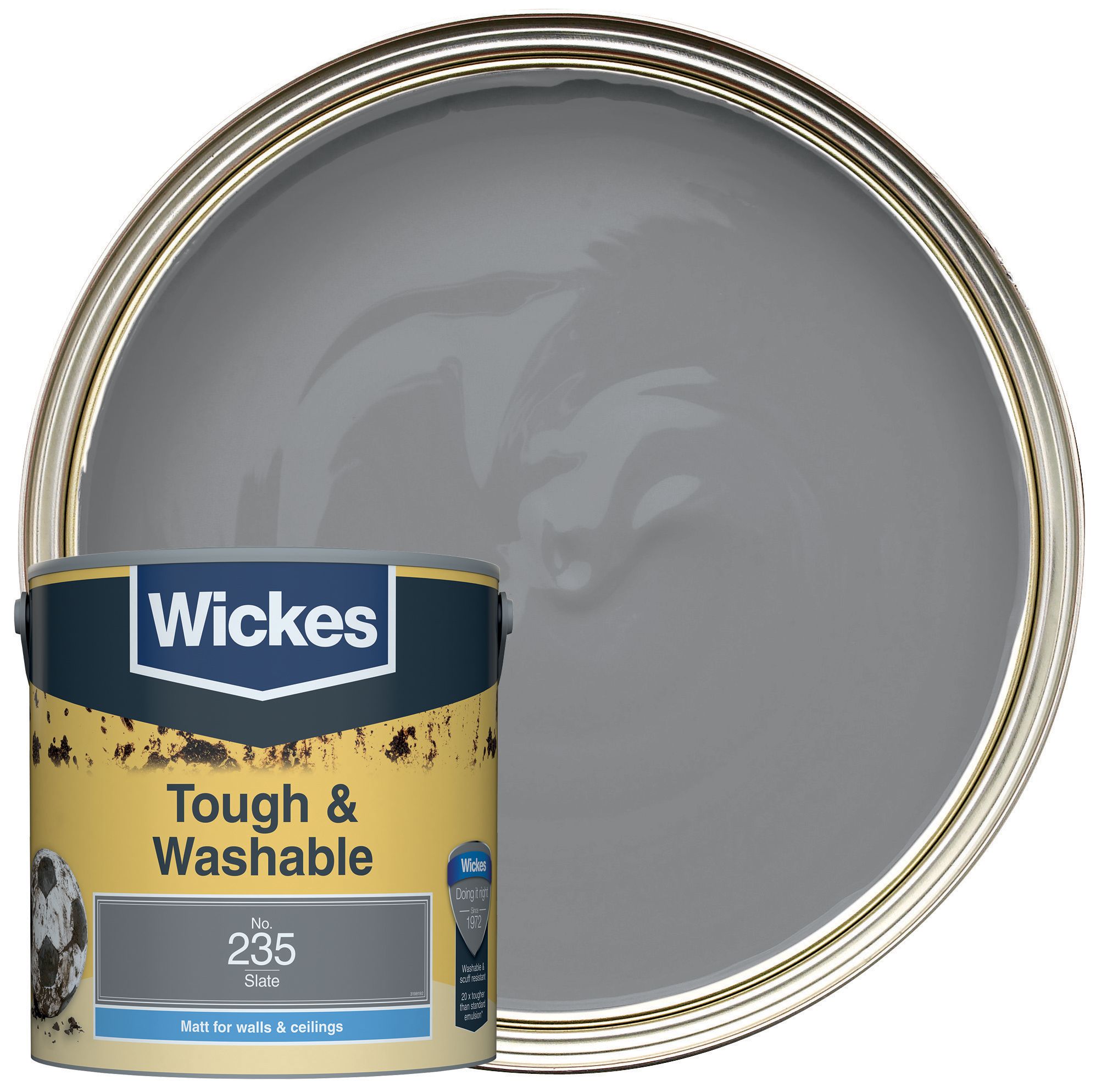 Wickes Tough & Washable Matt Emulsion Paint - Slate No.235 - 2.5L