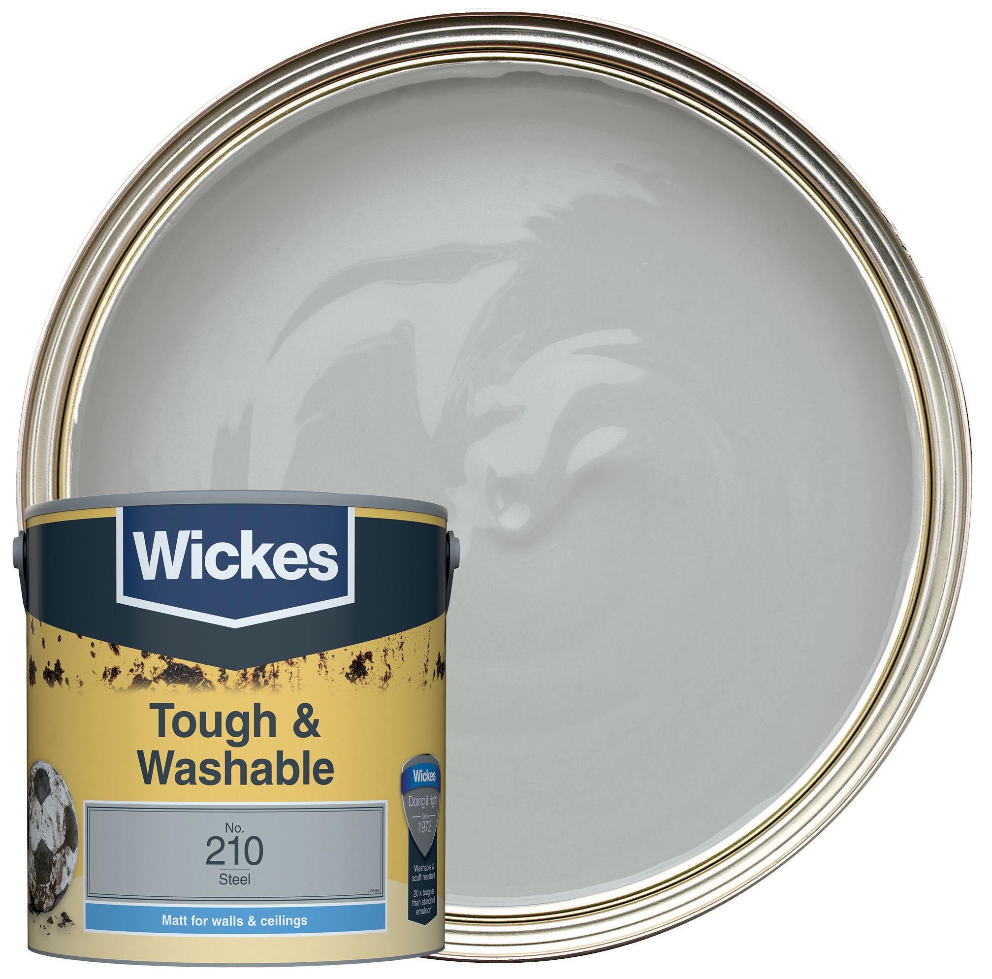 Wickes Tough & Washable Matt Emulsion Paint - Steel No.210 - 2.5L