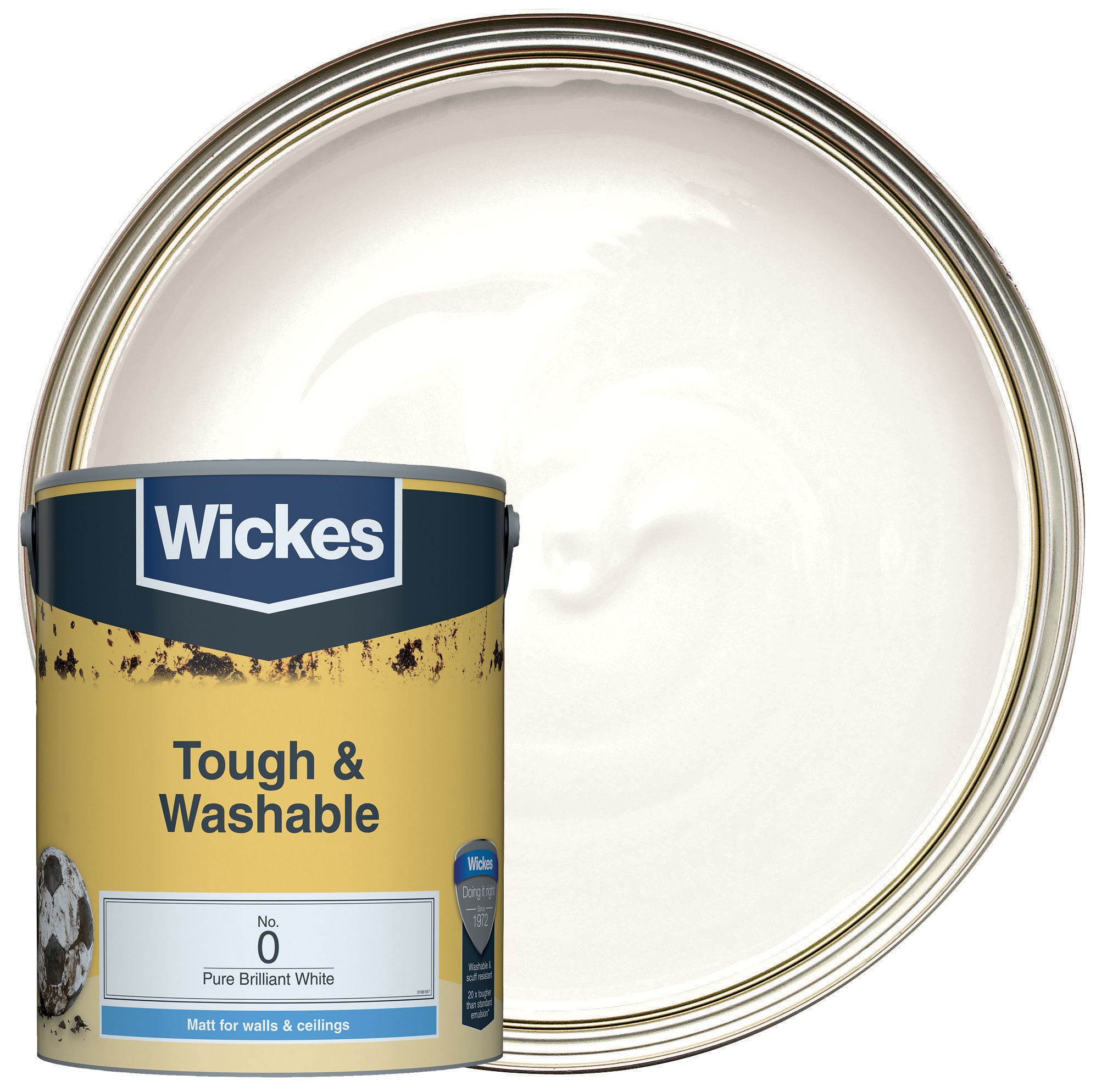 Wickes Tough & Washable Matt Emulsion Paint - Pure Brilliant White No.0 - 5L