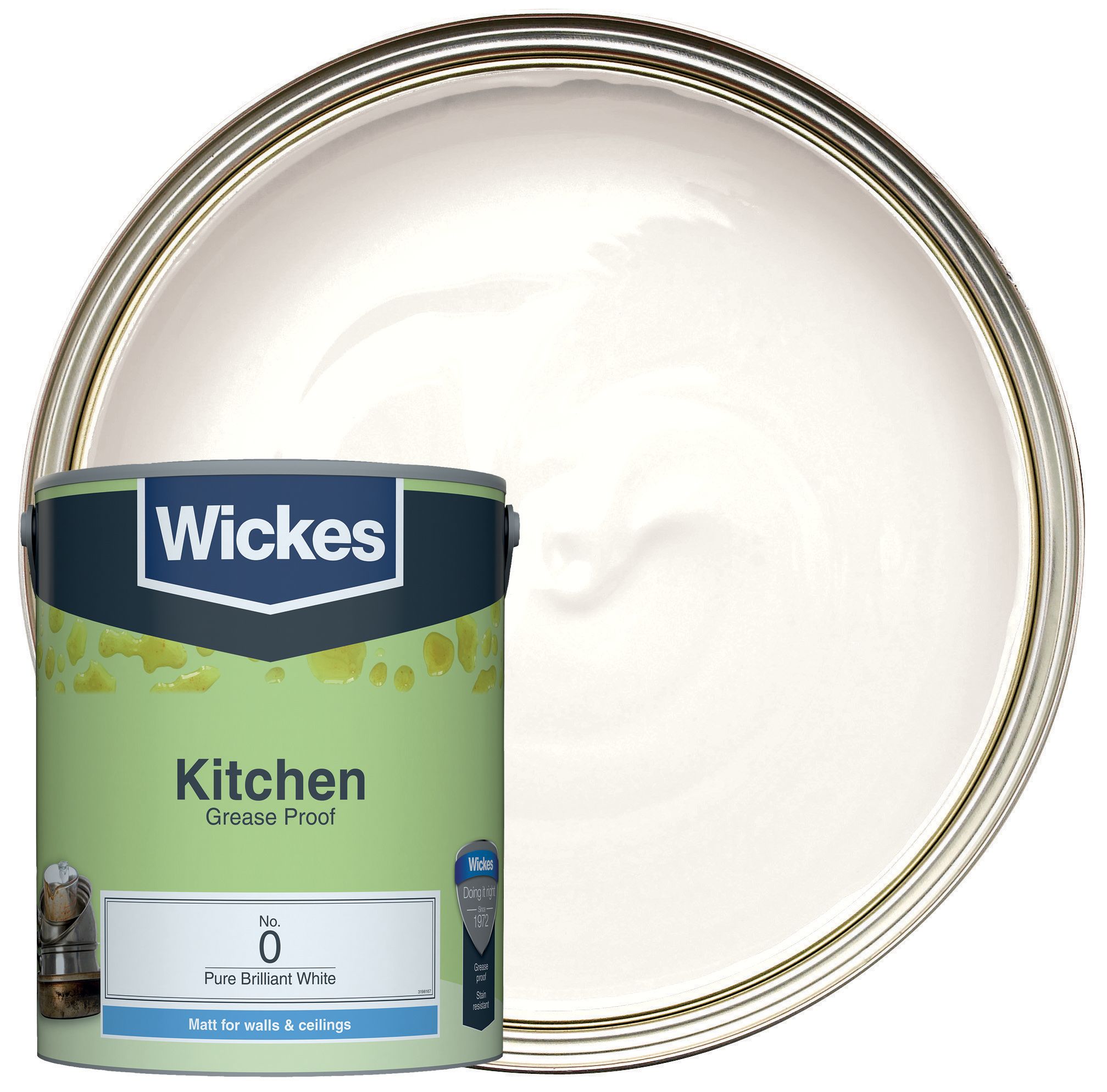 Image of Wickes Kitchen Matt Emulsion Paint - Pure Brilliant White No.0 - 5L