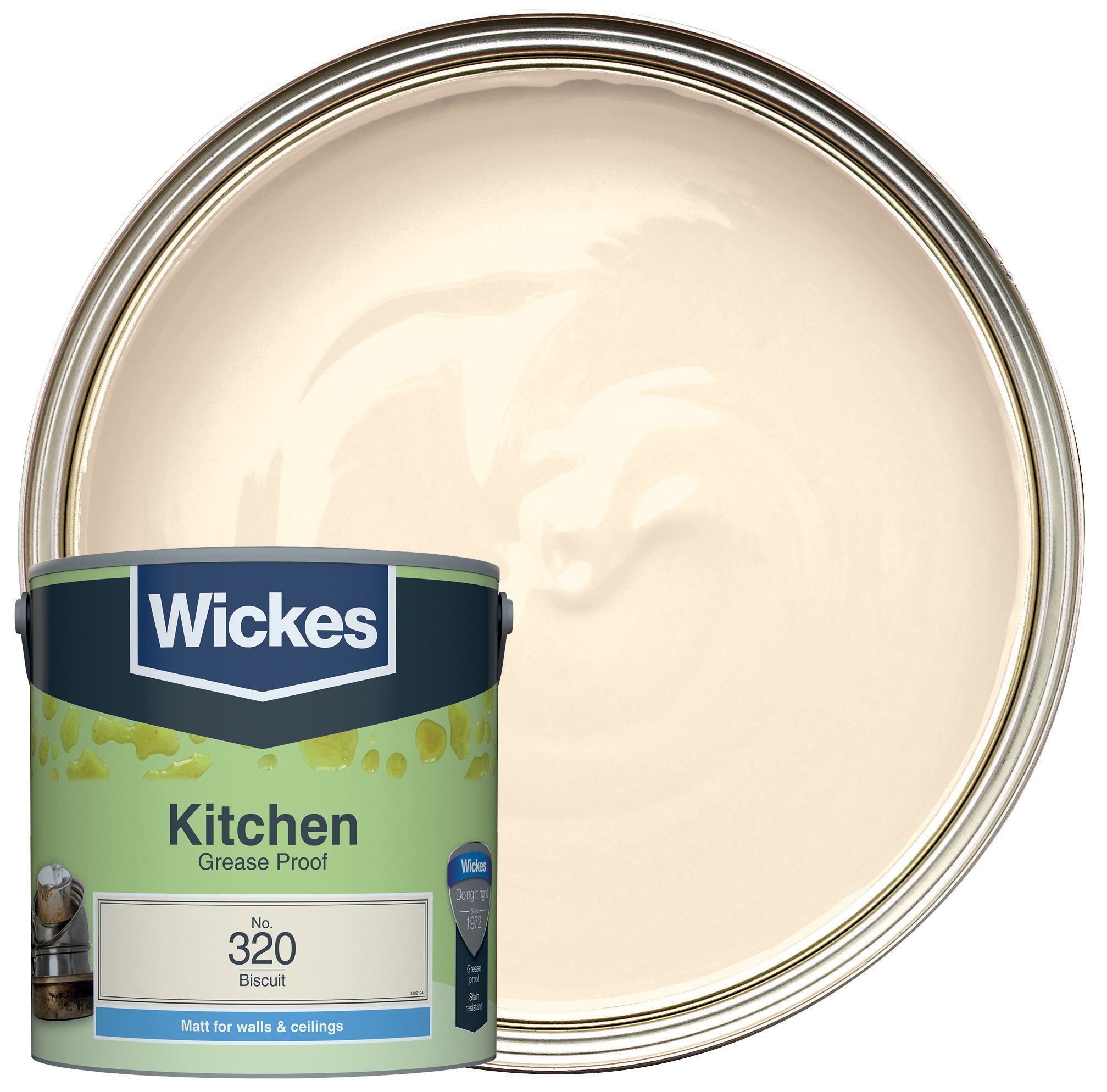 Image of Wickes Kitchen Matt Emulsion Paint - Biscuit No.320 - 2.5L