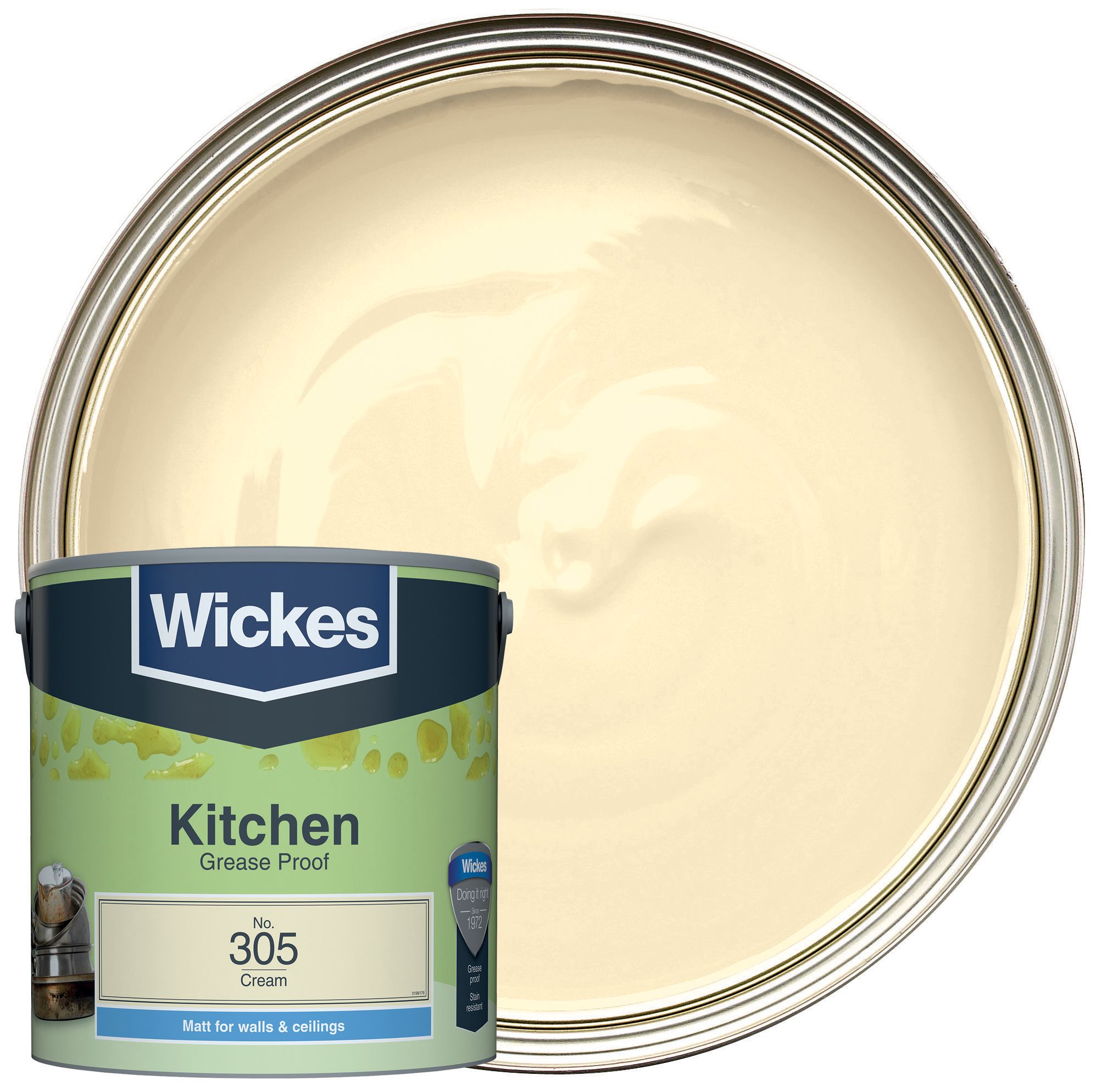 Wickes Kitchen Matt Emulsion Paint - Cream No.305 - 2.5L