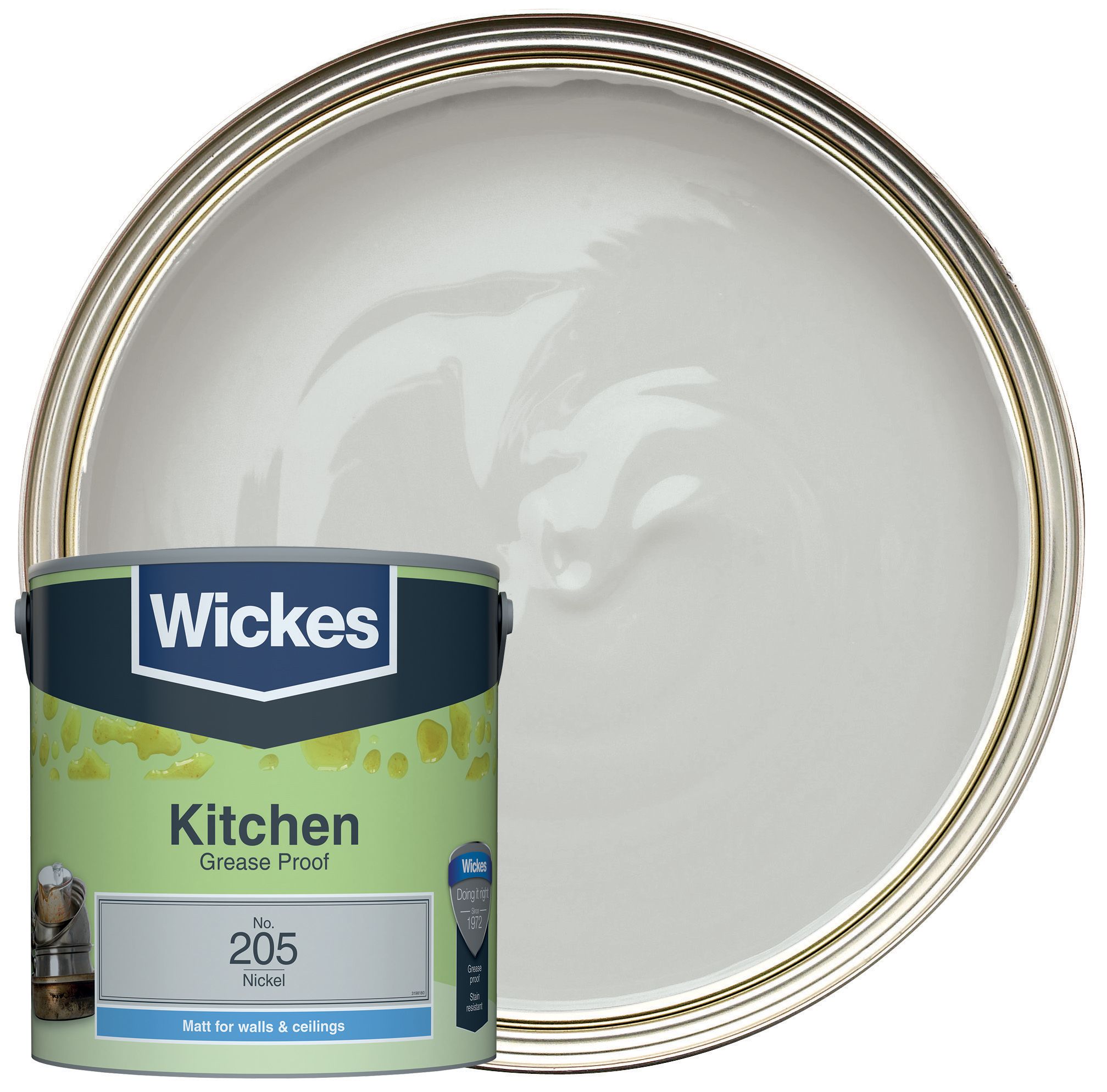 Image of Wickes Kitchen Matt Emulsion Paint - Nickel No.205 - 2.5L