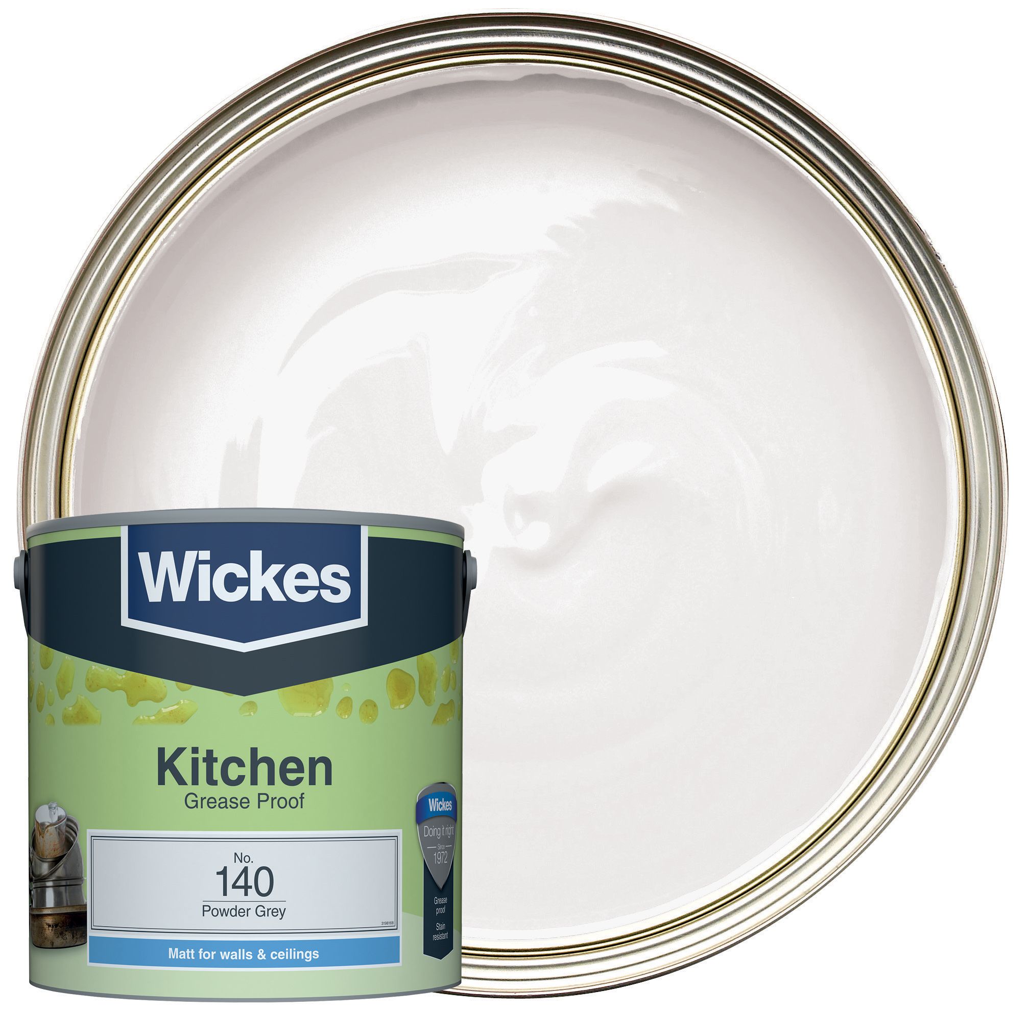 Wickes Kitchen Matt Emulsion Paint - Powder Grey No.140 - 2.5L