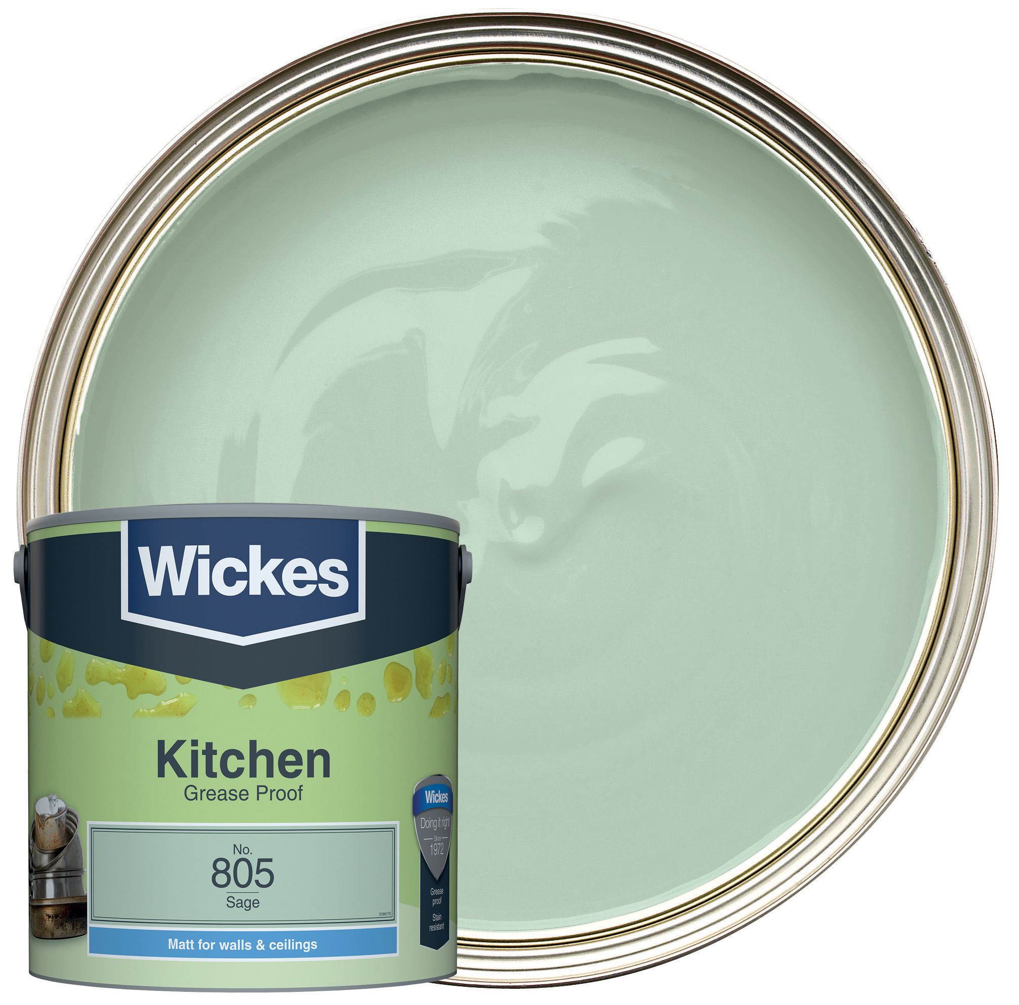 Wickes Kitchen Matt Emulsion Paint - Sage No.805 - 2.5L